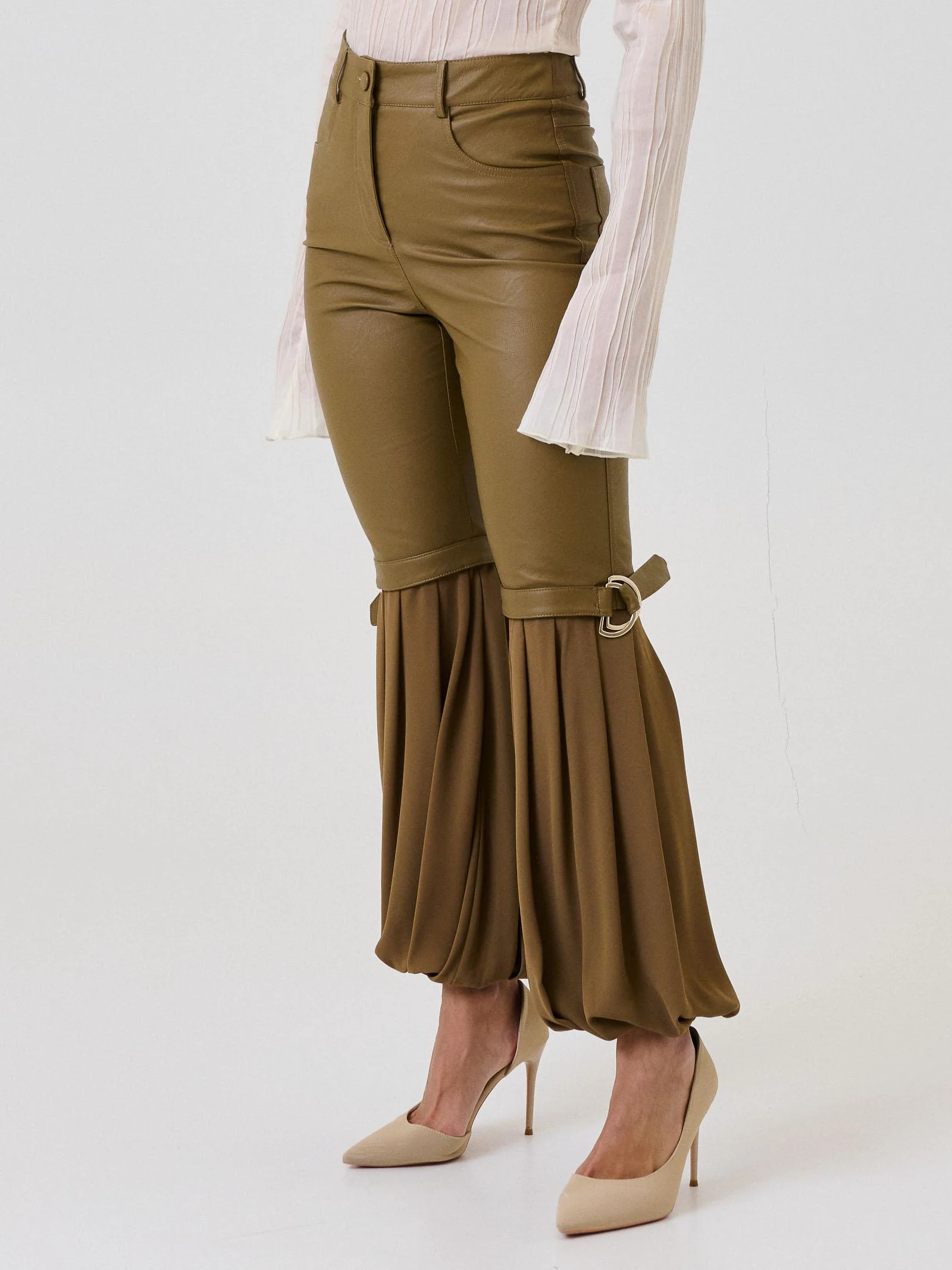 Jeans Bohemian Vì verde militare a doppio tessuto - Image 2