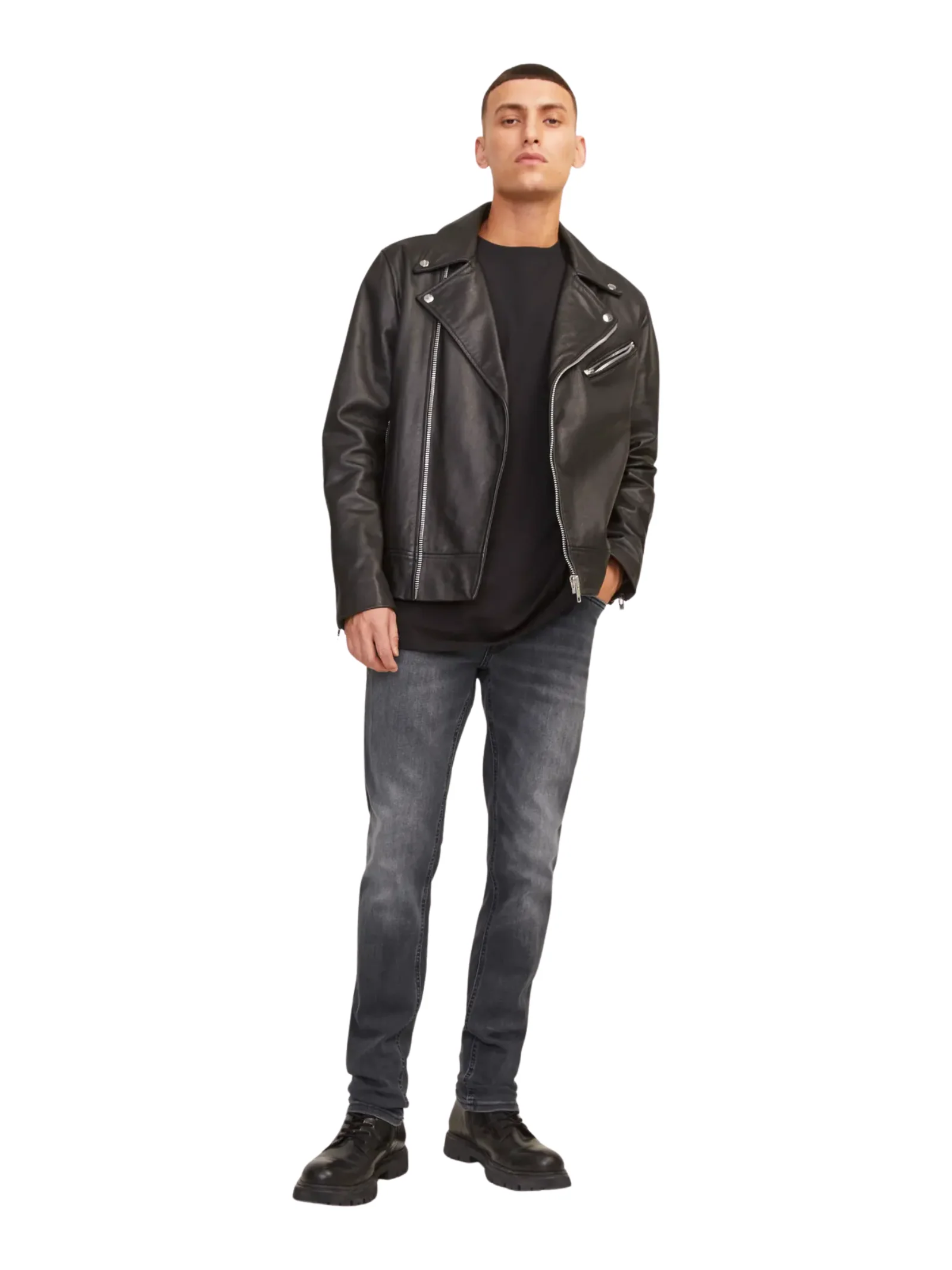 Jeans "CB 817" Jack & Jones nero con dettaglio slavato - Image 2