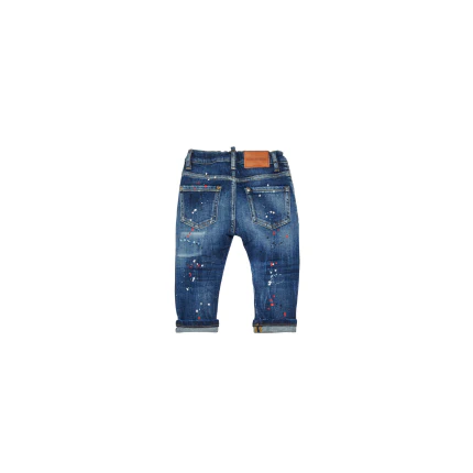 Jeans Dsquared blu con schizzi colore - Image 2