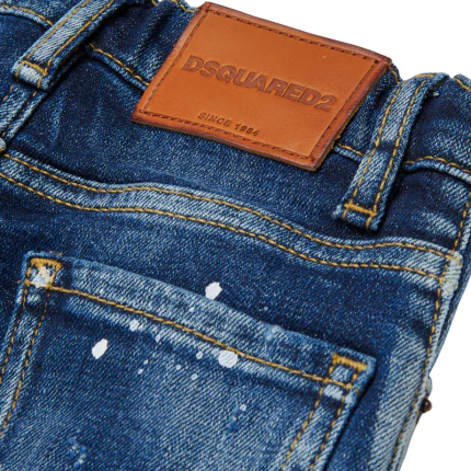 Jeans Dsquared blu con schizzi colore - Image 4