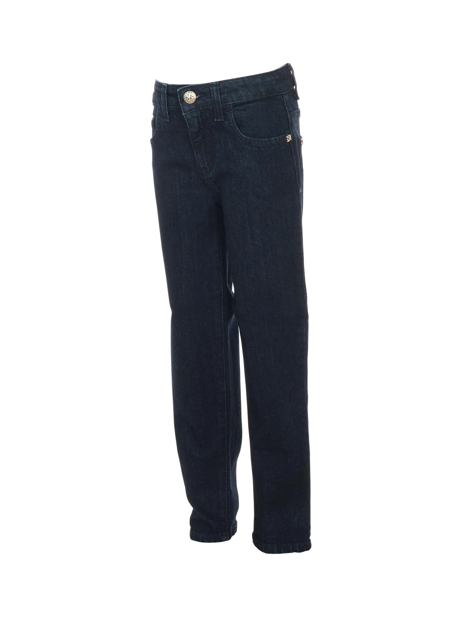 Jeans John Richmond blu lavaggio scuro con stampa rich bianca posteriore - Image 2