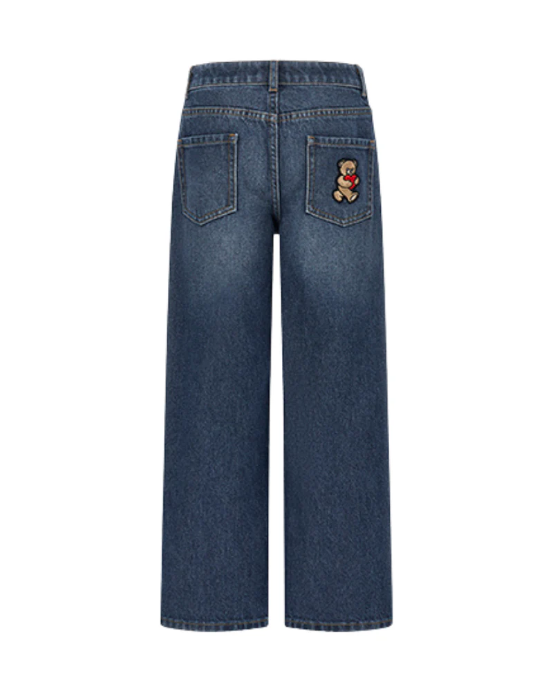 Jeans Moschino in denim con logo ricamato e teddy patch - Image 2