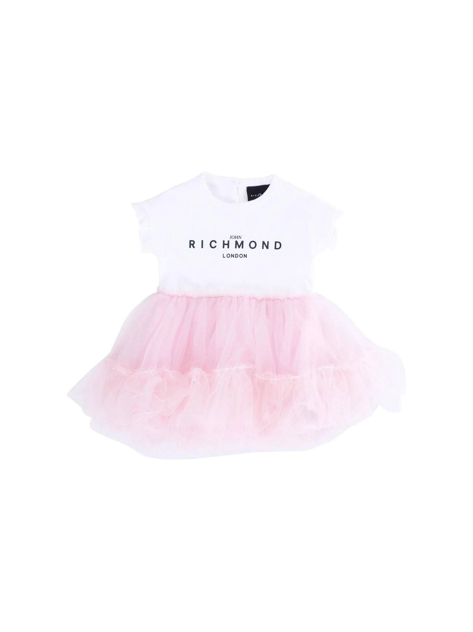 Abito John Richmond bianco e rosa con tulle