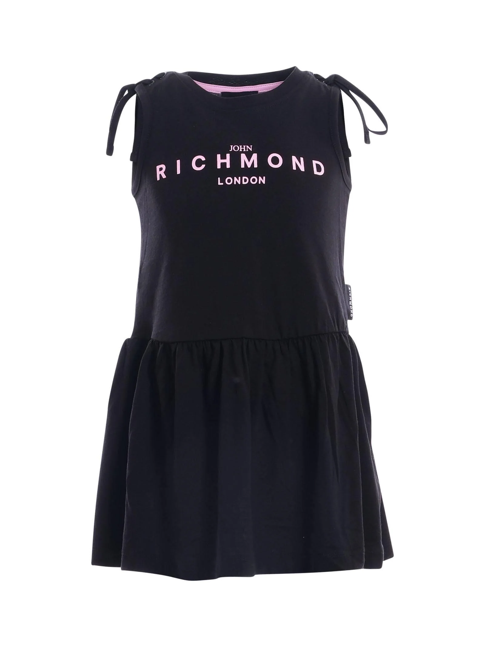 Abito John Richmond nero con logo e dettagli a fiocco