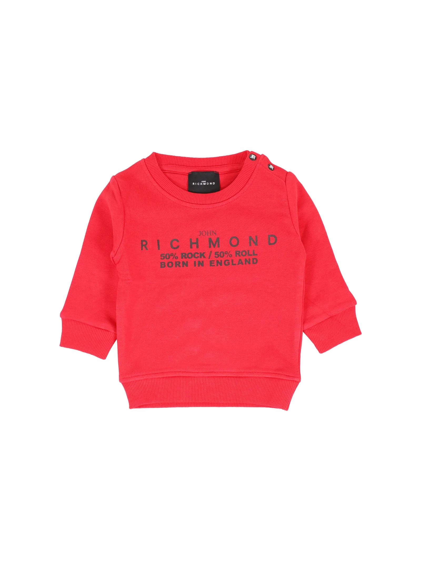 Felpa John Richmond rossa logo lettering "50%Rock / 50% Roll"