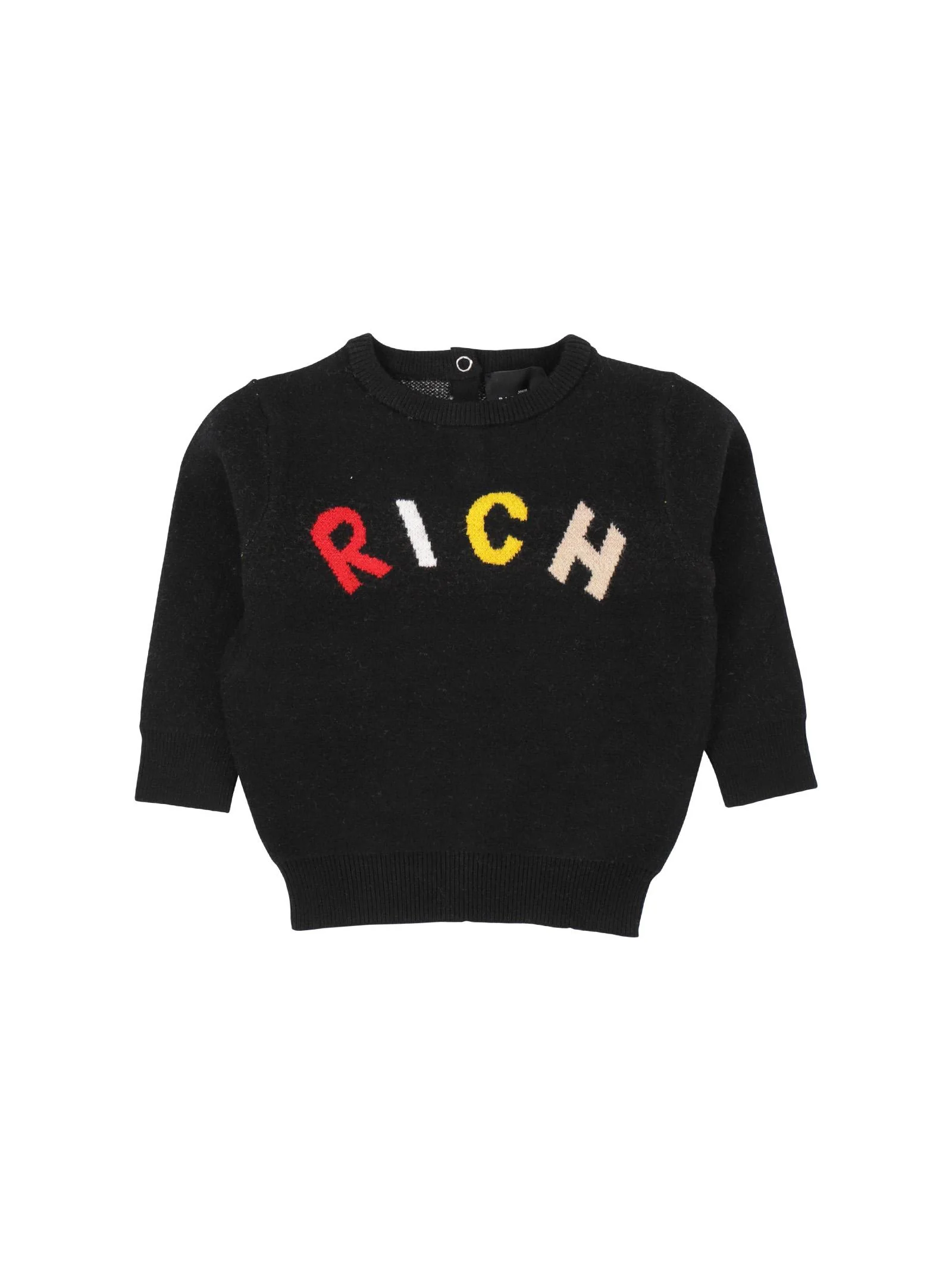 Maglioncino John Richmond nero logo multicolor