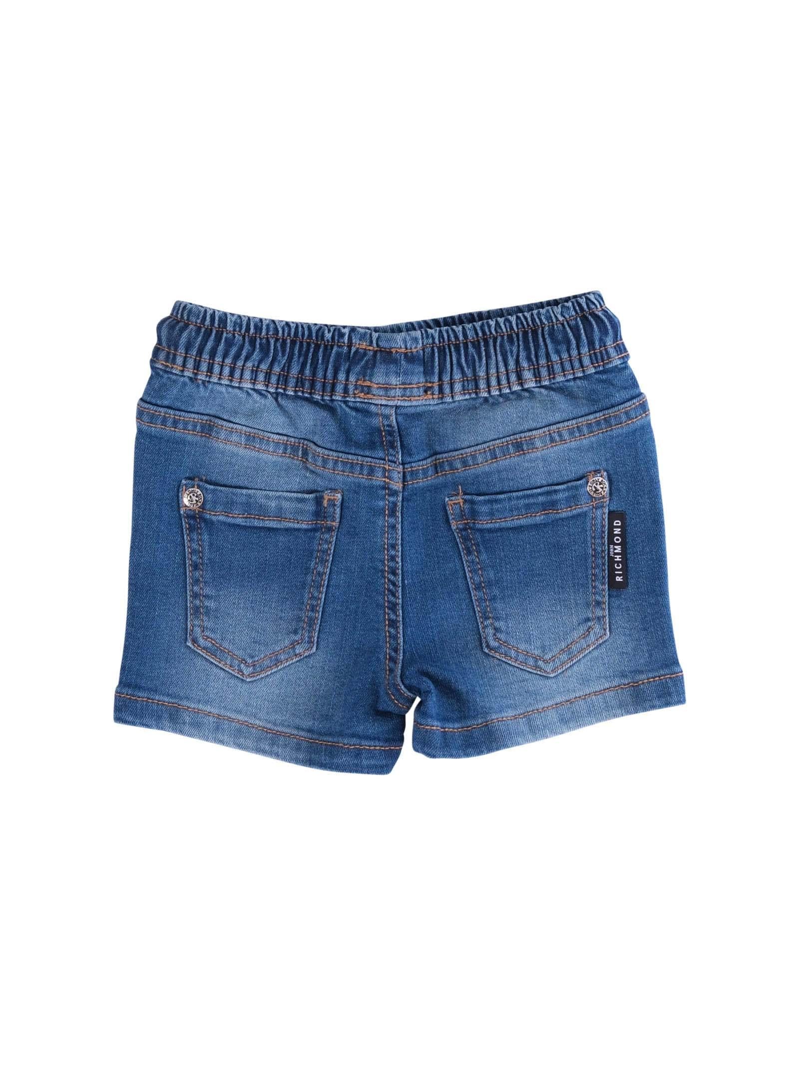Shorts John Richmond blu con stampa logo multicolor - Image 2