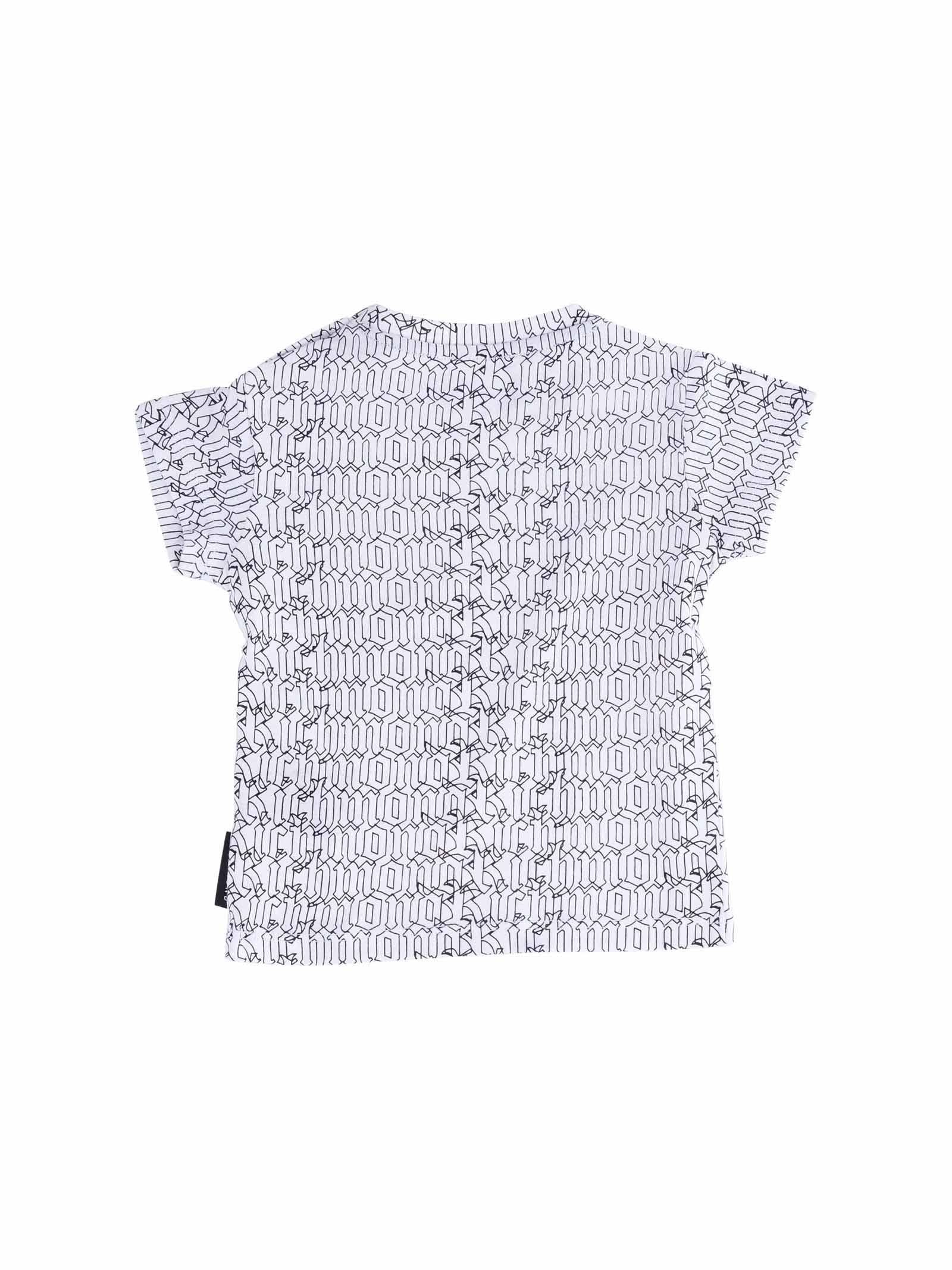 T-Shirt John Richmond bianca con logo gotico all over - Image 2