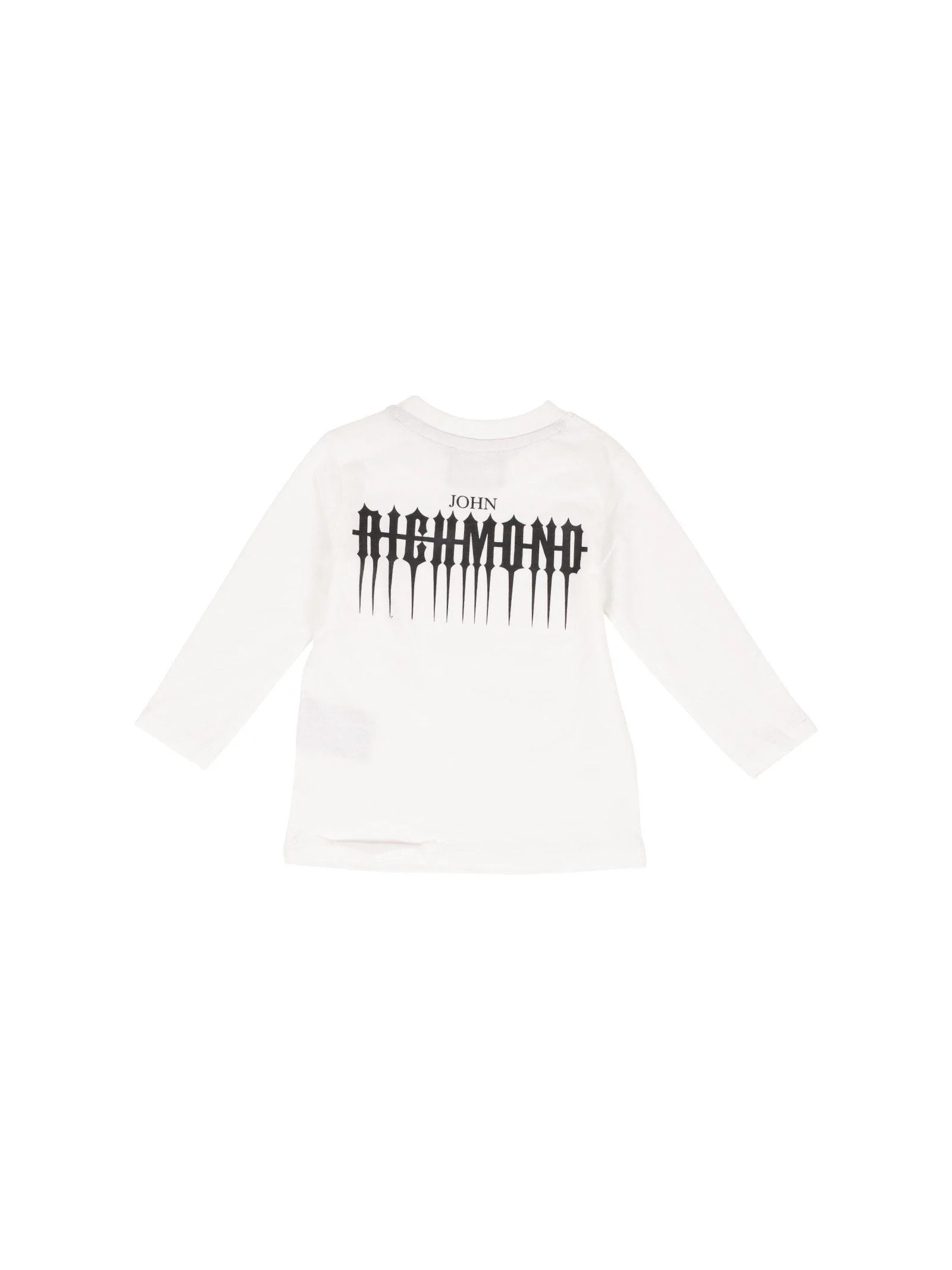 T-Shirt John Richmond bianca con logo gotico frontale e posteriore - Image 2