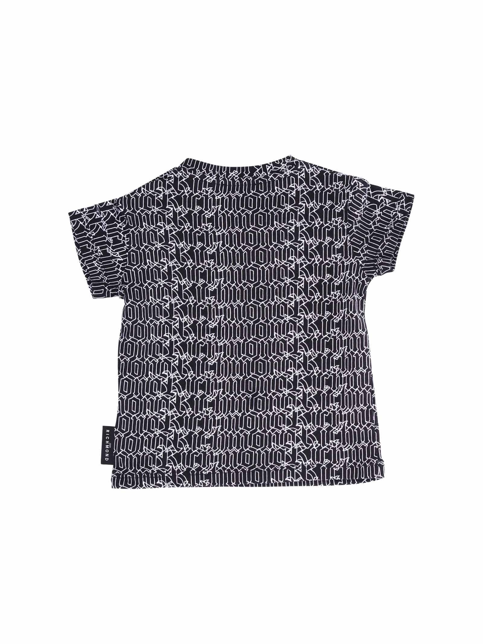T-Shirt John Richmond  nera con logo gotico all over - Image 2