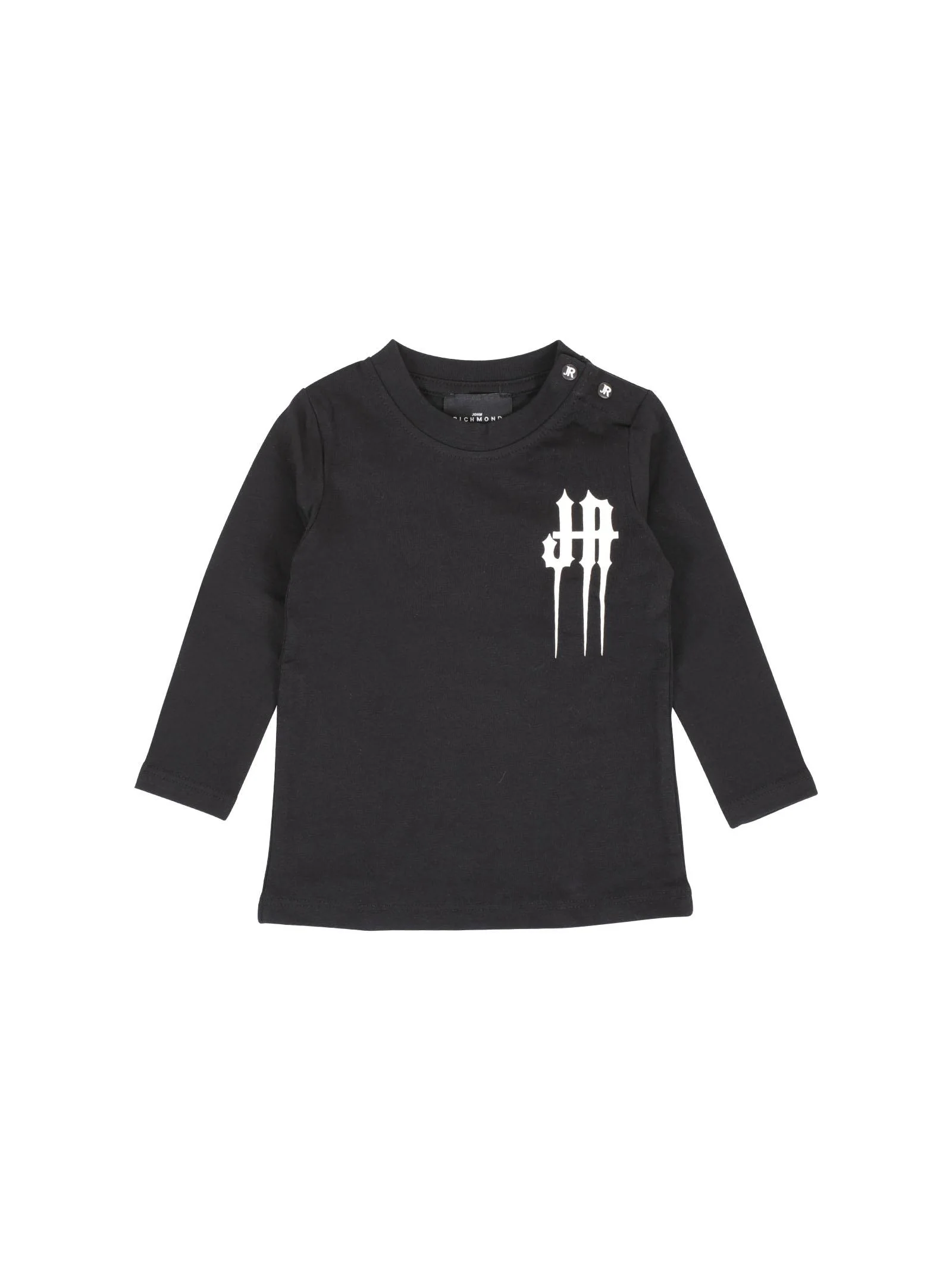 T-Shirt John Richmond nera con logo gotico frontale e posteriore