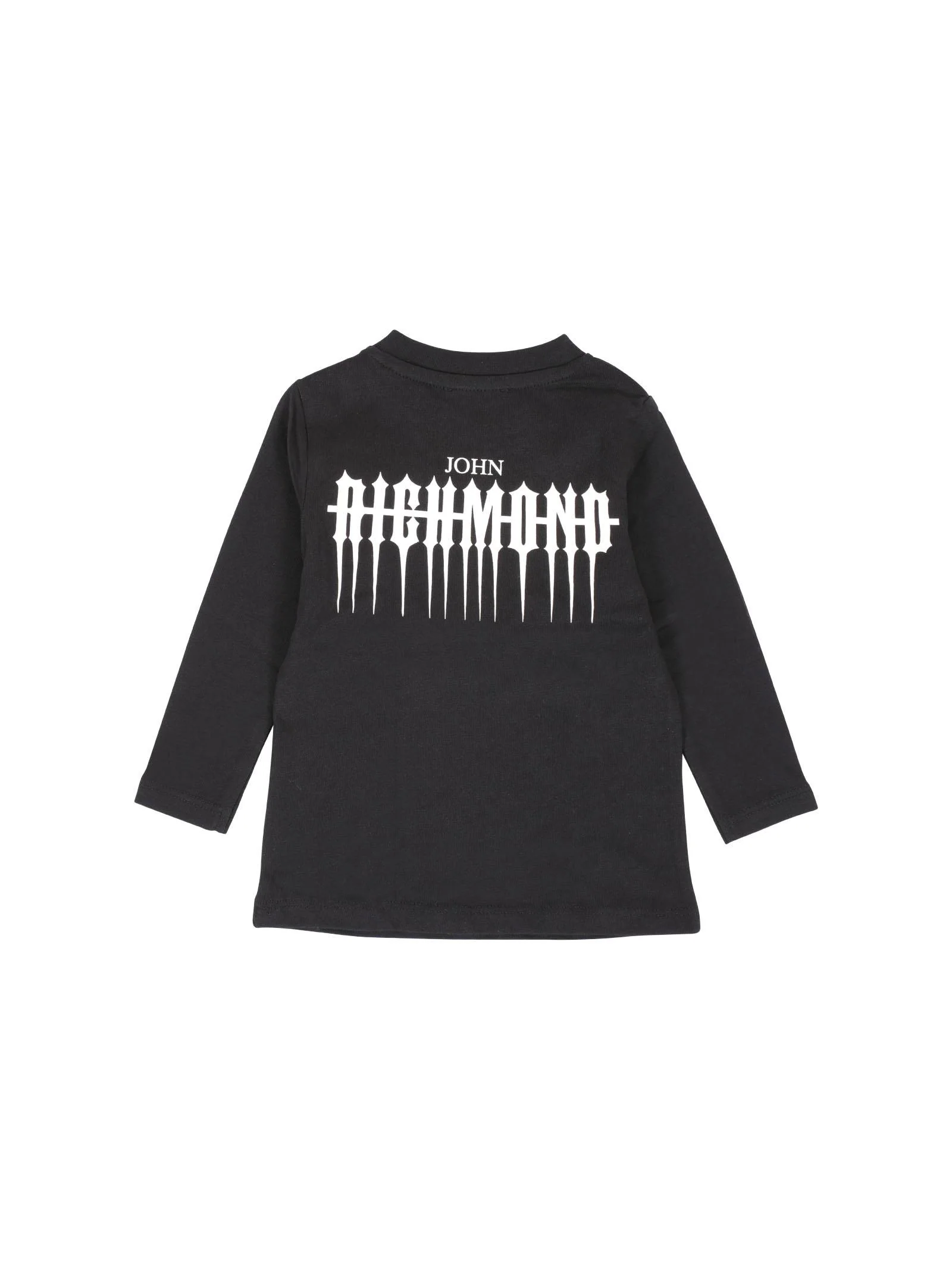 T-Shirt John Richmond nera con logo gotico frontale e posteriore - Image 2