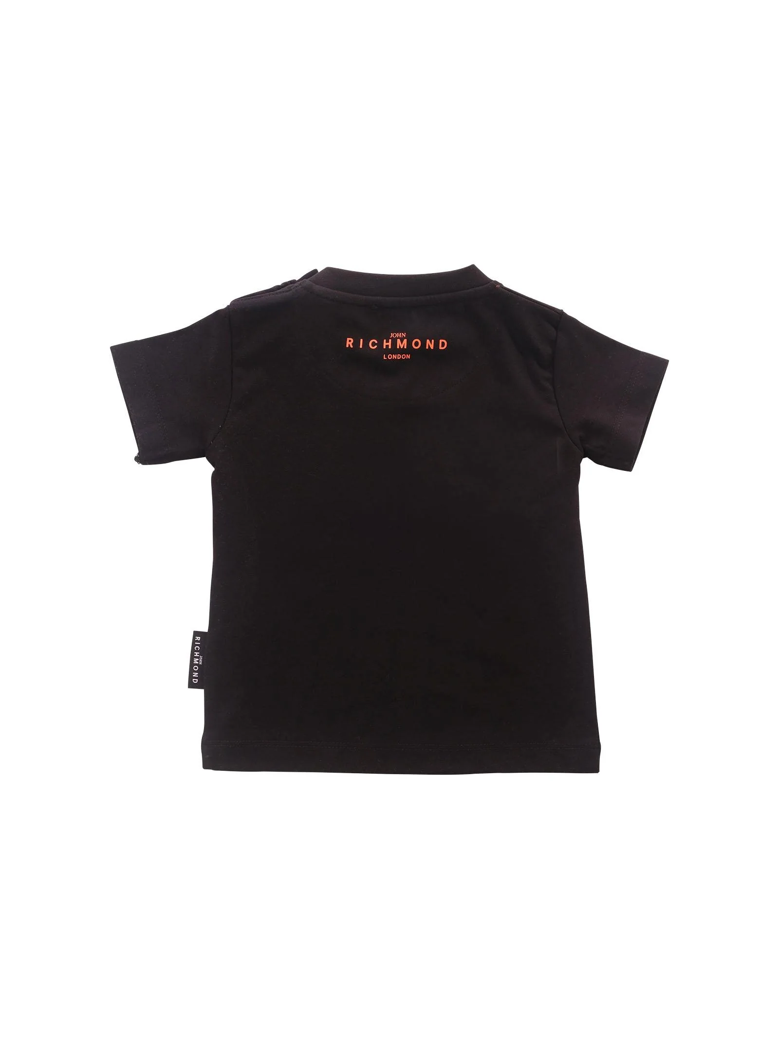 T-Shirt John Richmond nera con logo lettering arancione - Image 2