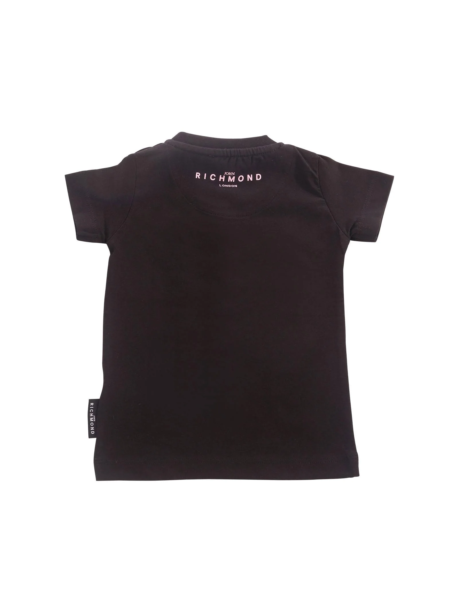 T-Shirt John Richmond nera con logo lettering rosa - Image 2