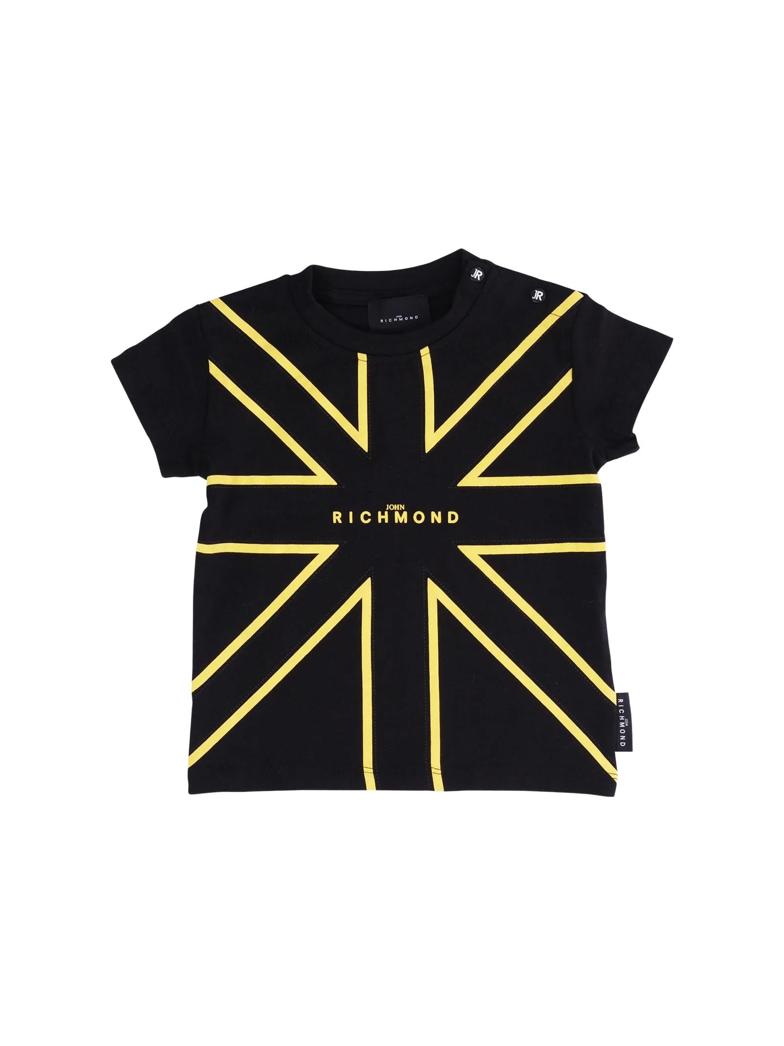T-Shirt John Richmond nera con profili gialli