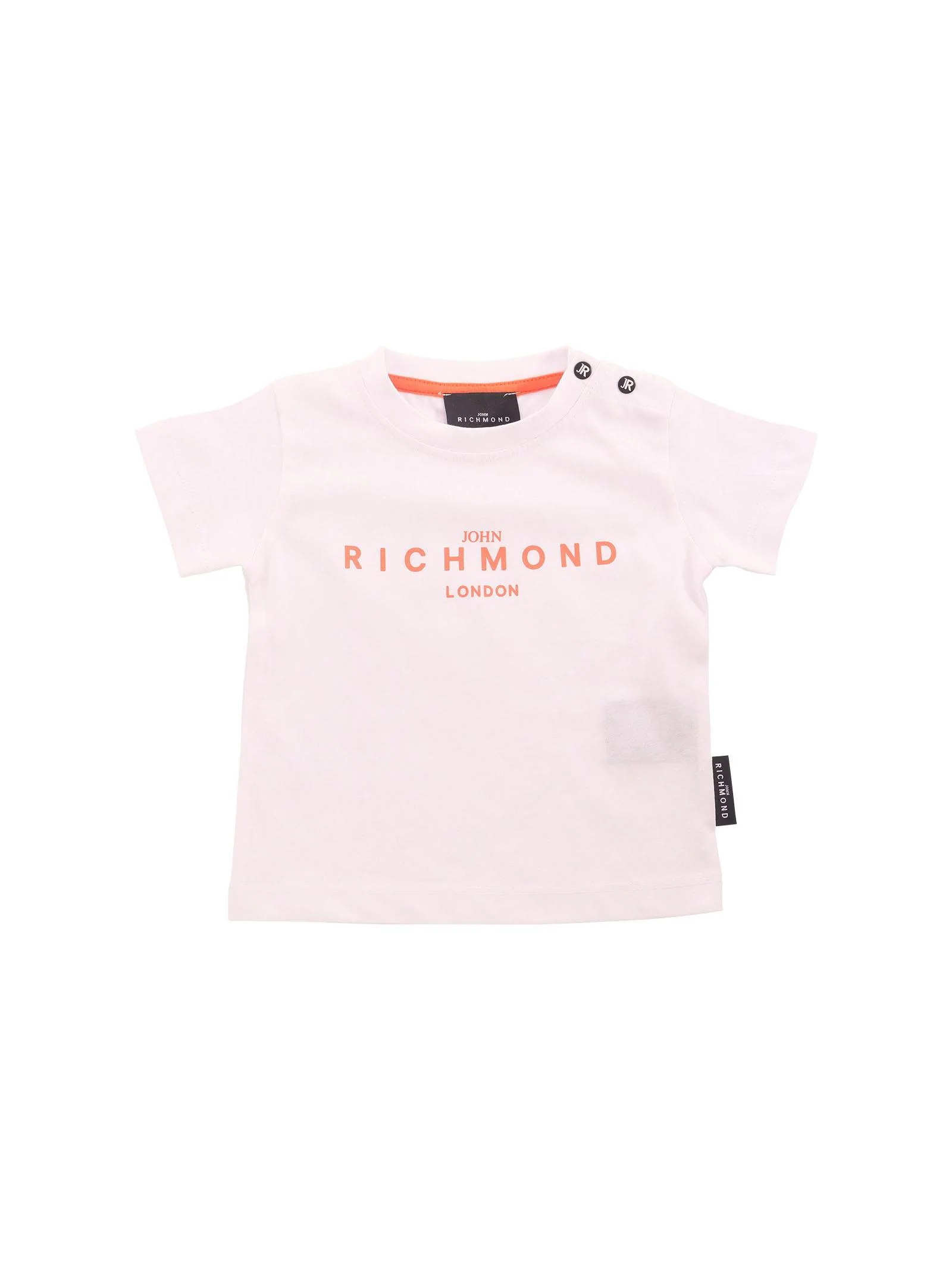 T-Shirt John Richmond verde con logo lettering arancione