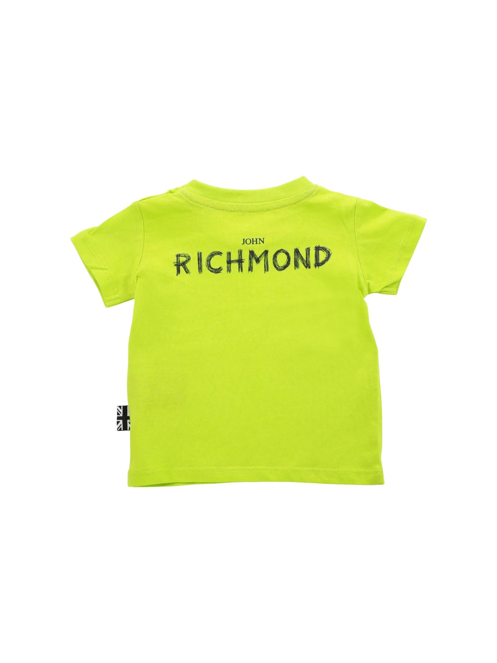 T-shirt verde lime con logo nero effetto pennarello - Image 2