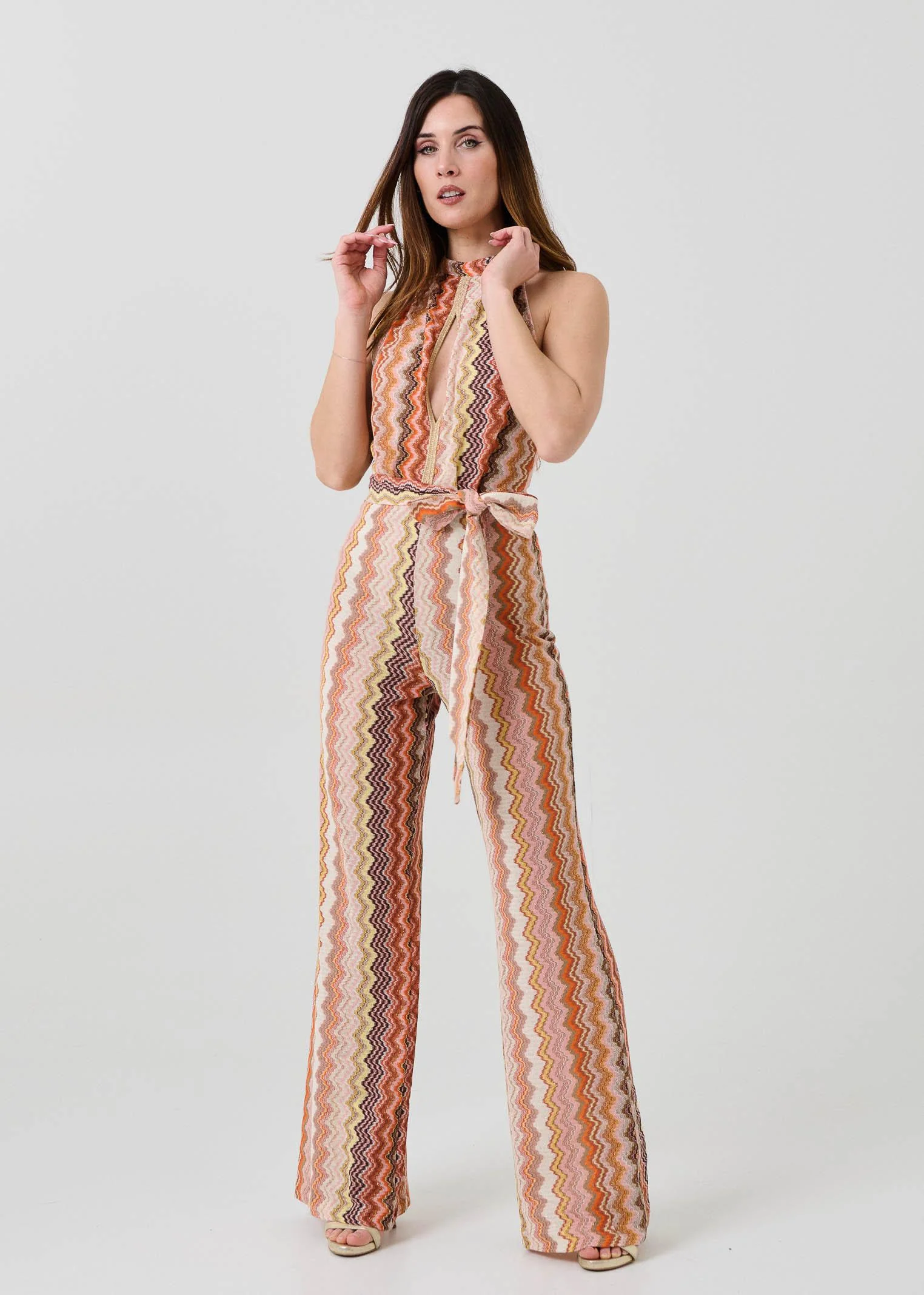 Jumpsuit a triangolo Pho Firenze multicolor con filo lurex - Image 3