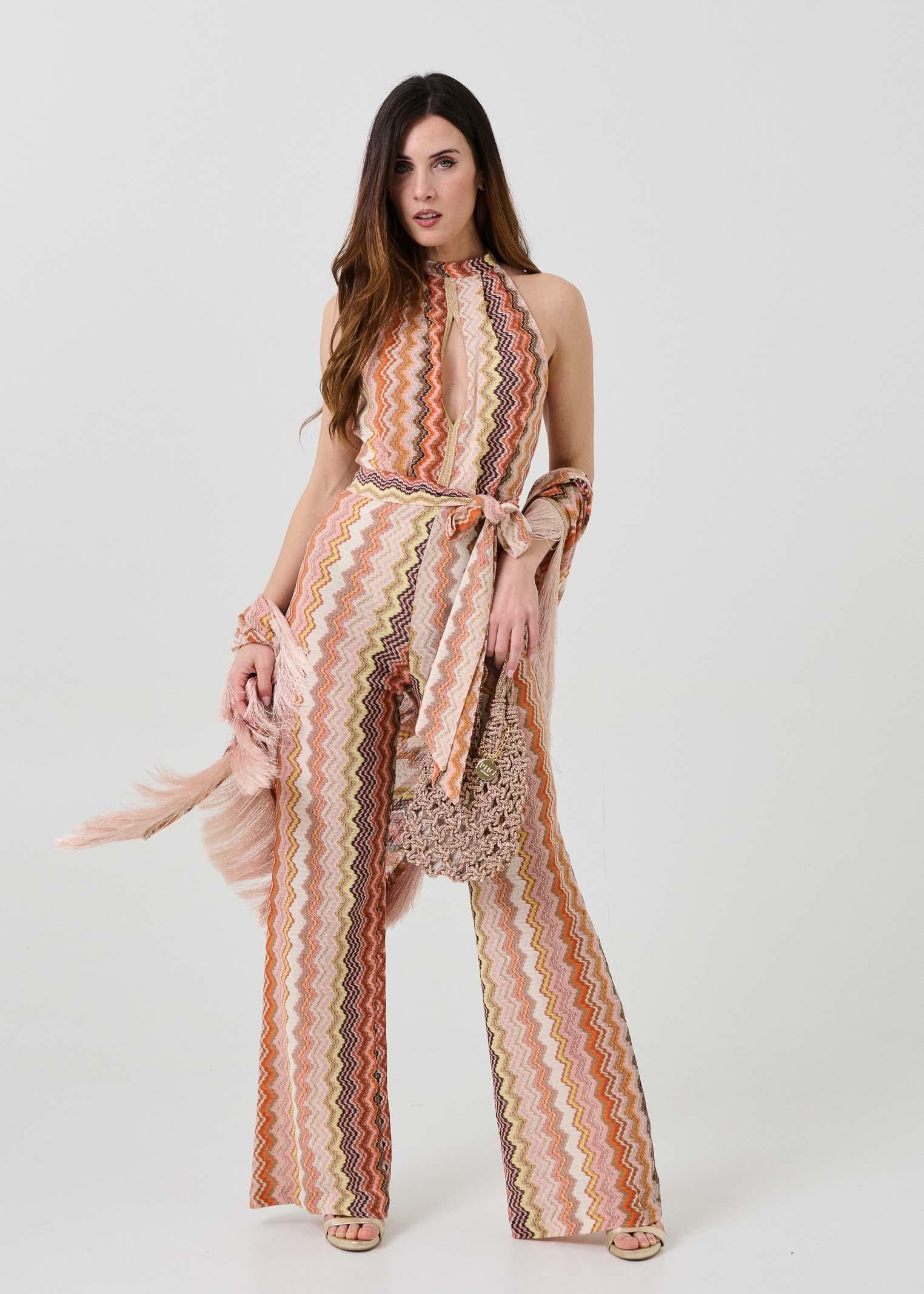 Jumpsuit a triangolo Pho Firenze multicolor con filo lurex - Image 5