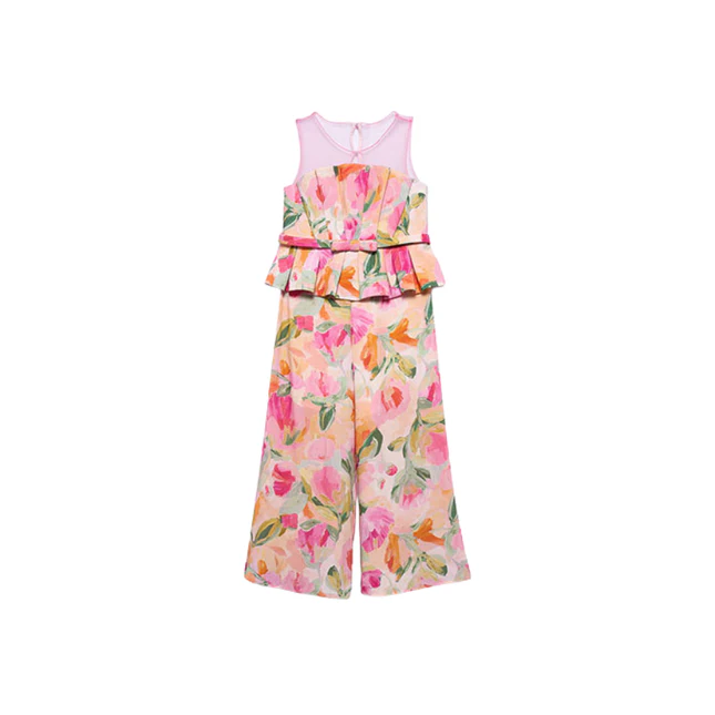 Jumpsuit Abel & Lula floreale con dettaglio trasparente