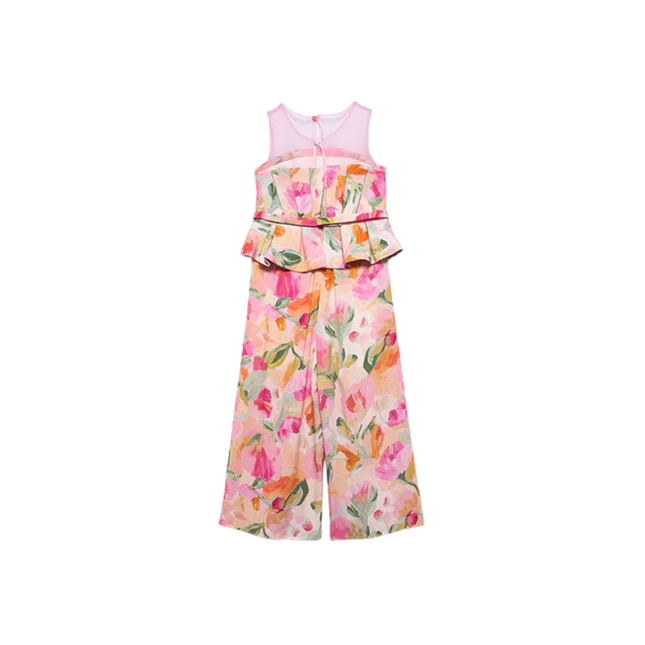 Jumpsuit Abel & Lula floreale con dettaglio trasparente - Image 2