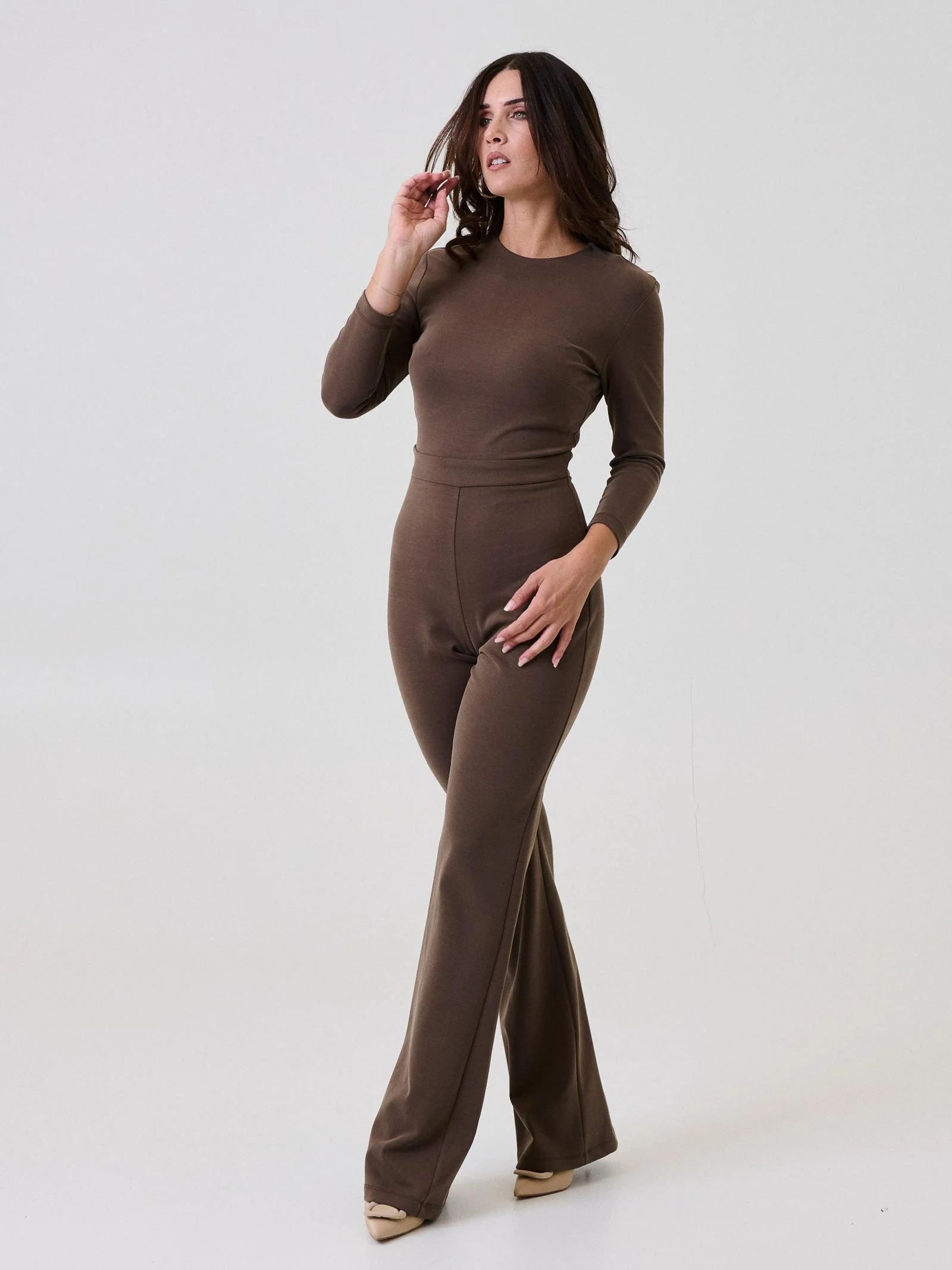Jumpsuit Bohemain Vì marrone con maniche a 3/4 - Image 2