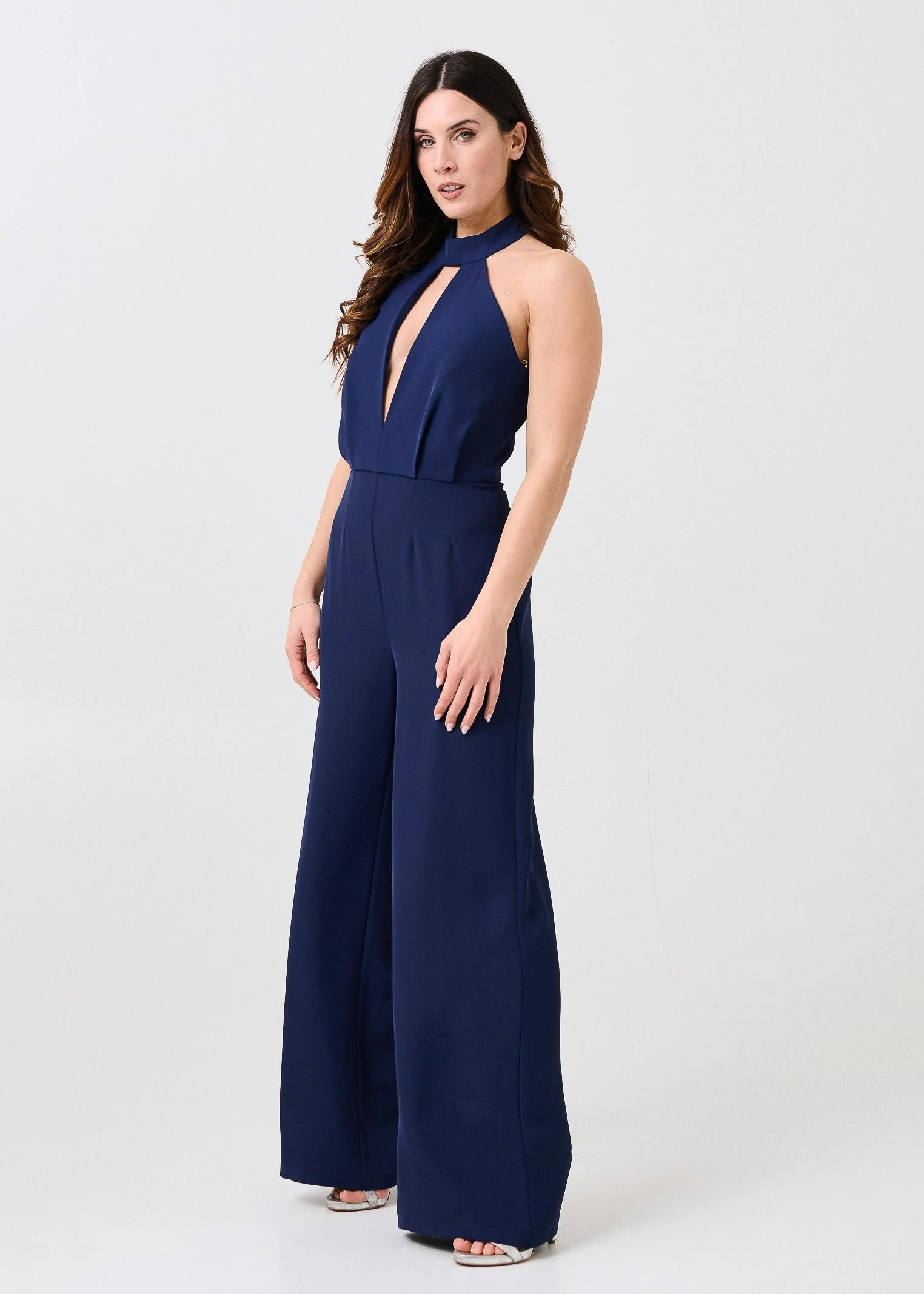 Jumpsuit Silence Limited blu navy con scollo a goccia - Image 2