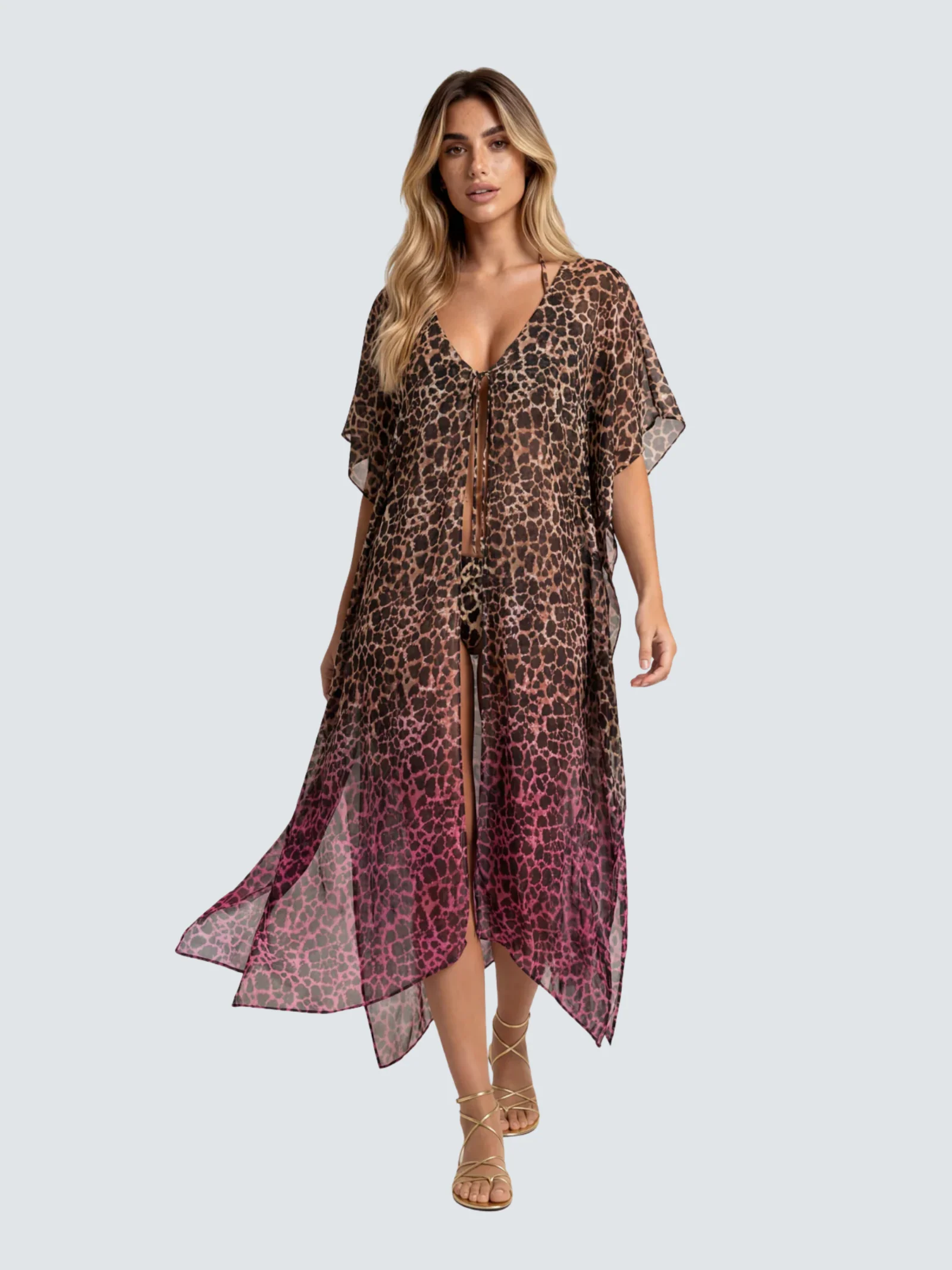 Kaftano Fk leopardato con sfumatura fucsia