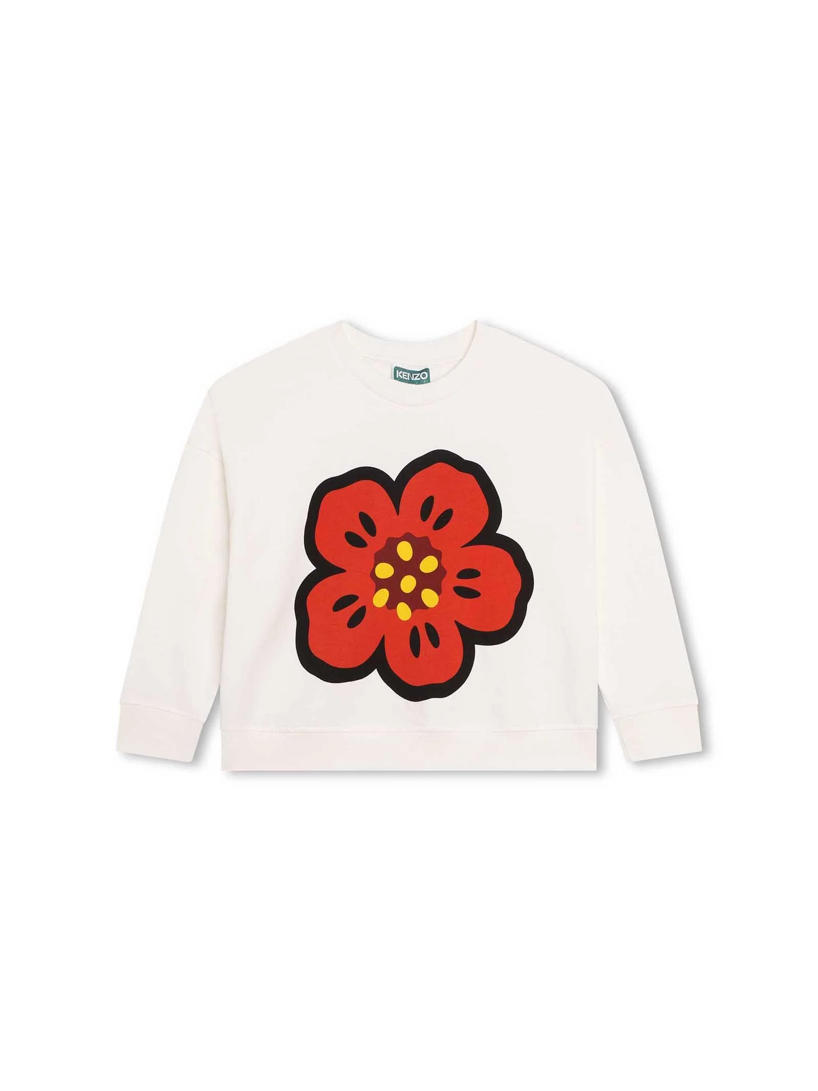 Felpa bianca con maxi fiore