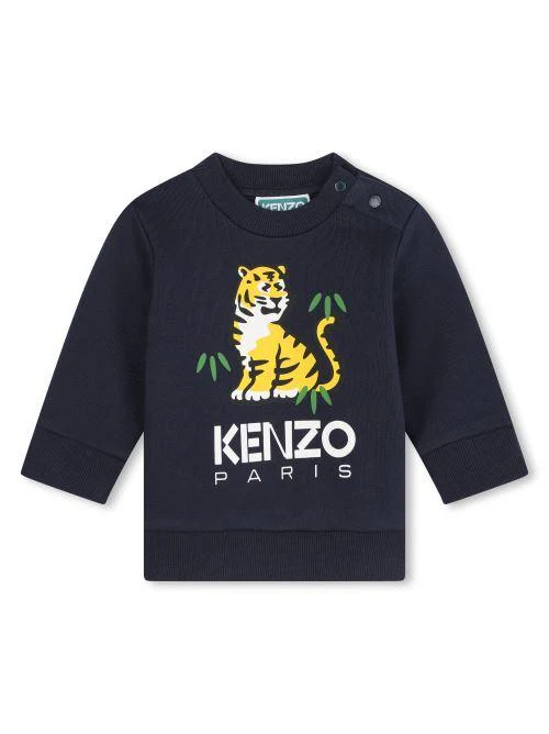 Felpa Kenzo blu con tigre e logo lettering