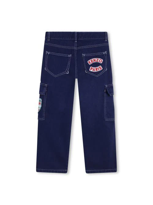 Jeans cargo Kenzo in denim blu con toppe - Image 2
