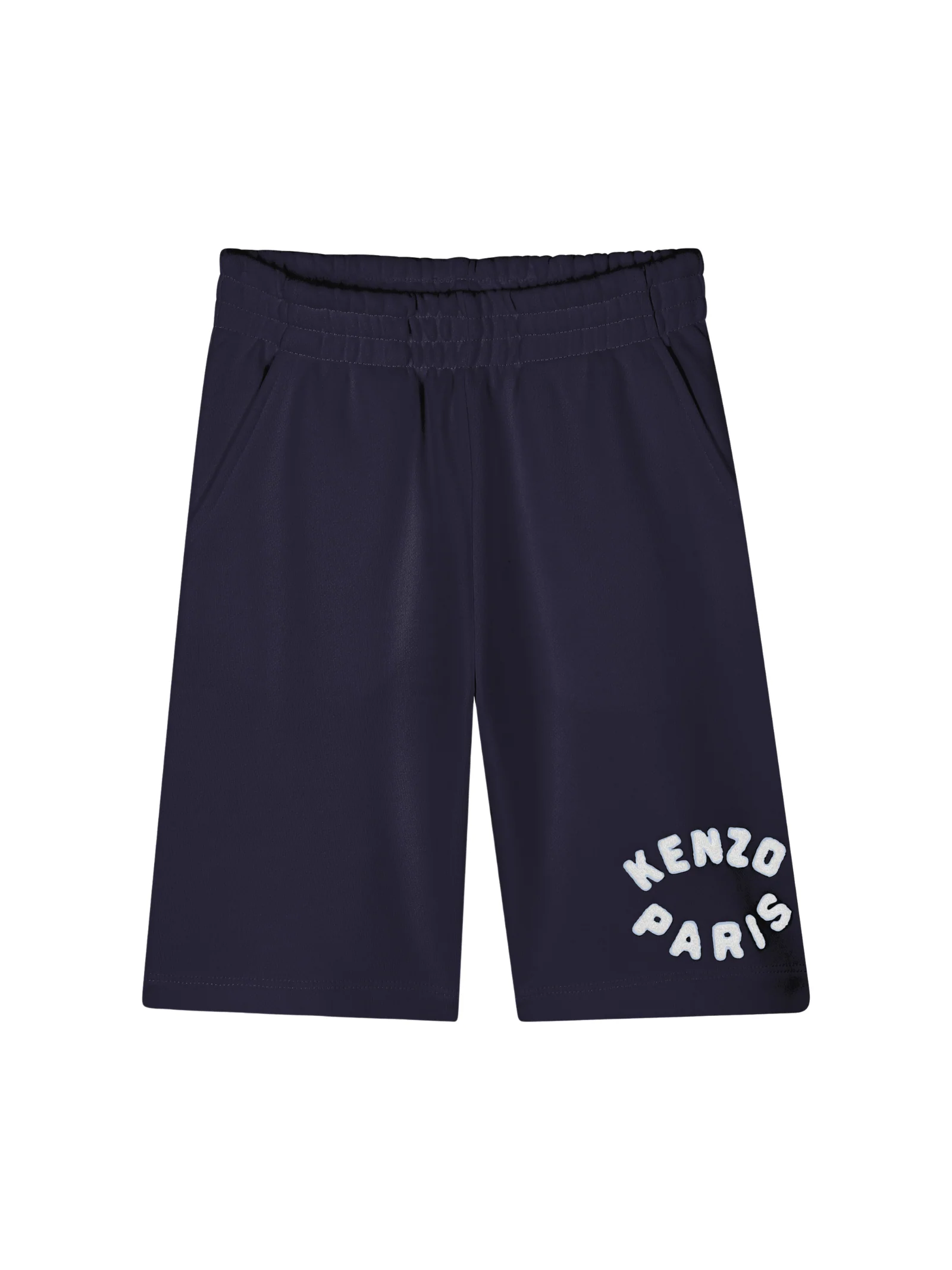 Shorts Kenzo blu navy con stampa logo sulla gamba