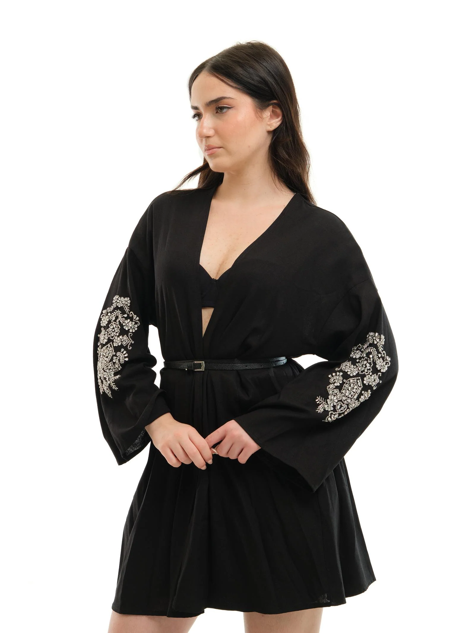 Kimono Haveone nero con applicazioni gioiello - Image 2