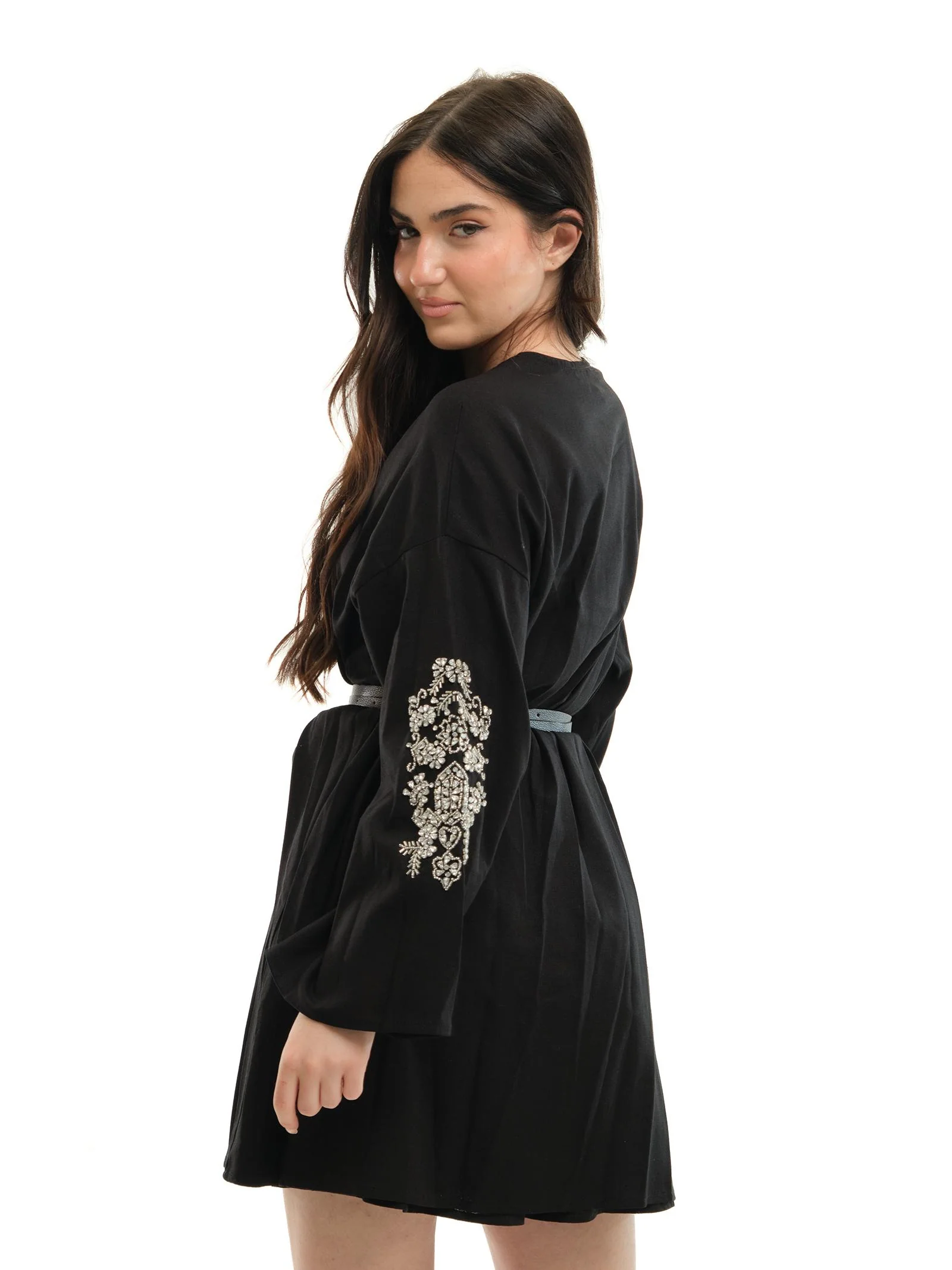 Kimono Haveone nero con applicazioni gioiello - Image 3