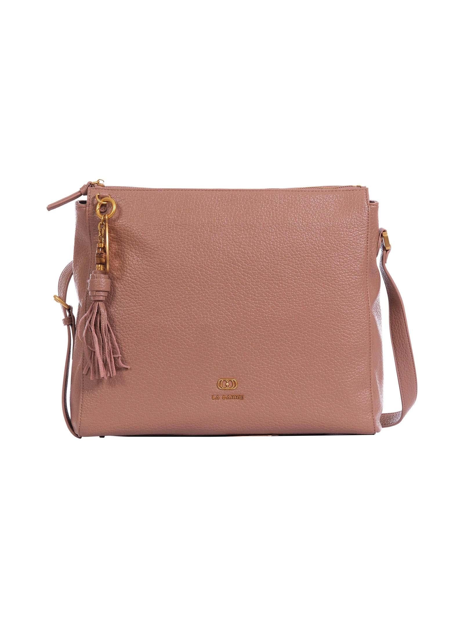 Borsa a spalle La Carrie Bag cuoio con nappina decorativa