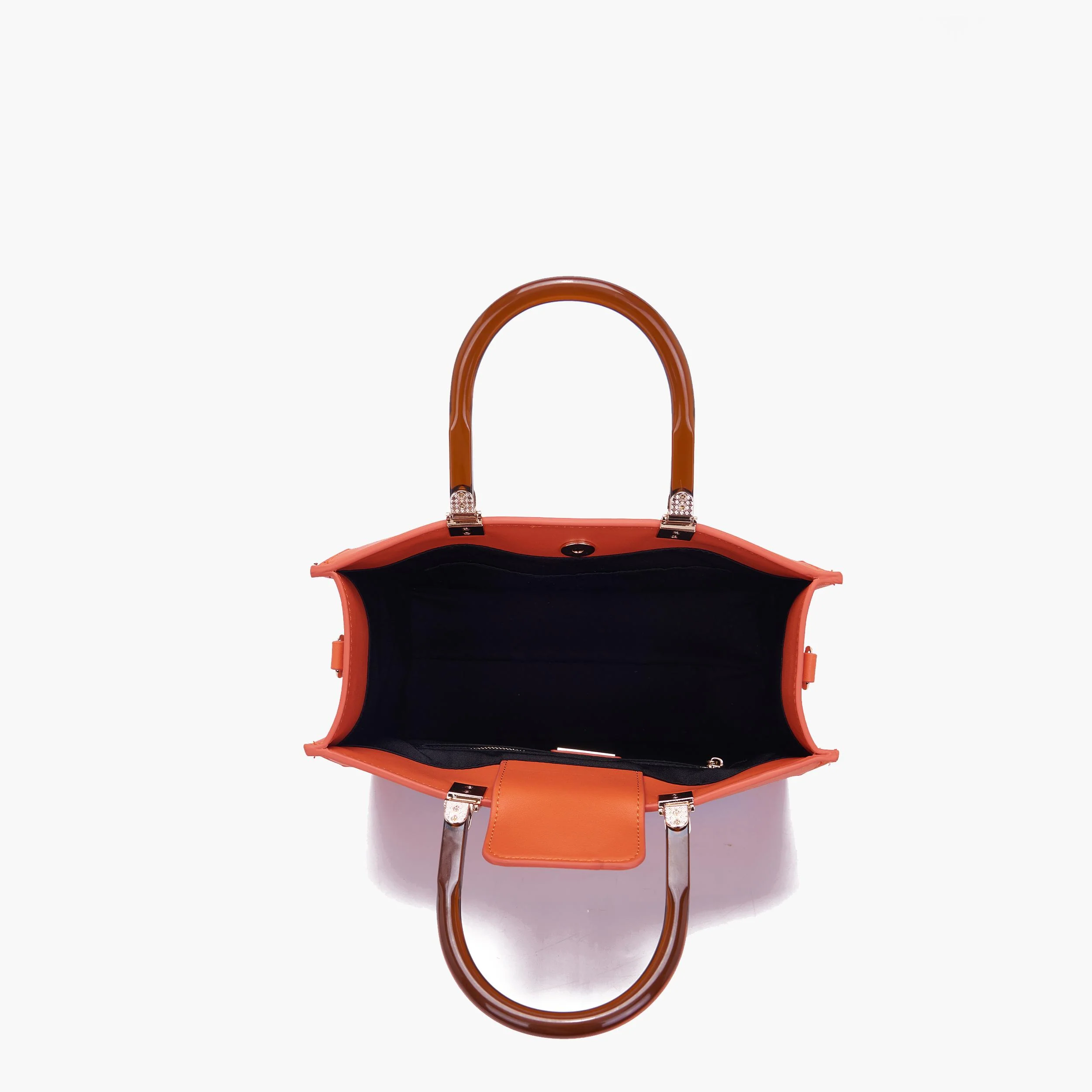Shopper piccola arancione con intrecci multicolor - Image 5