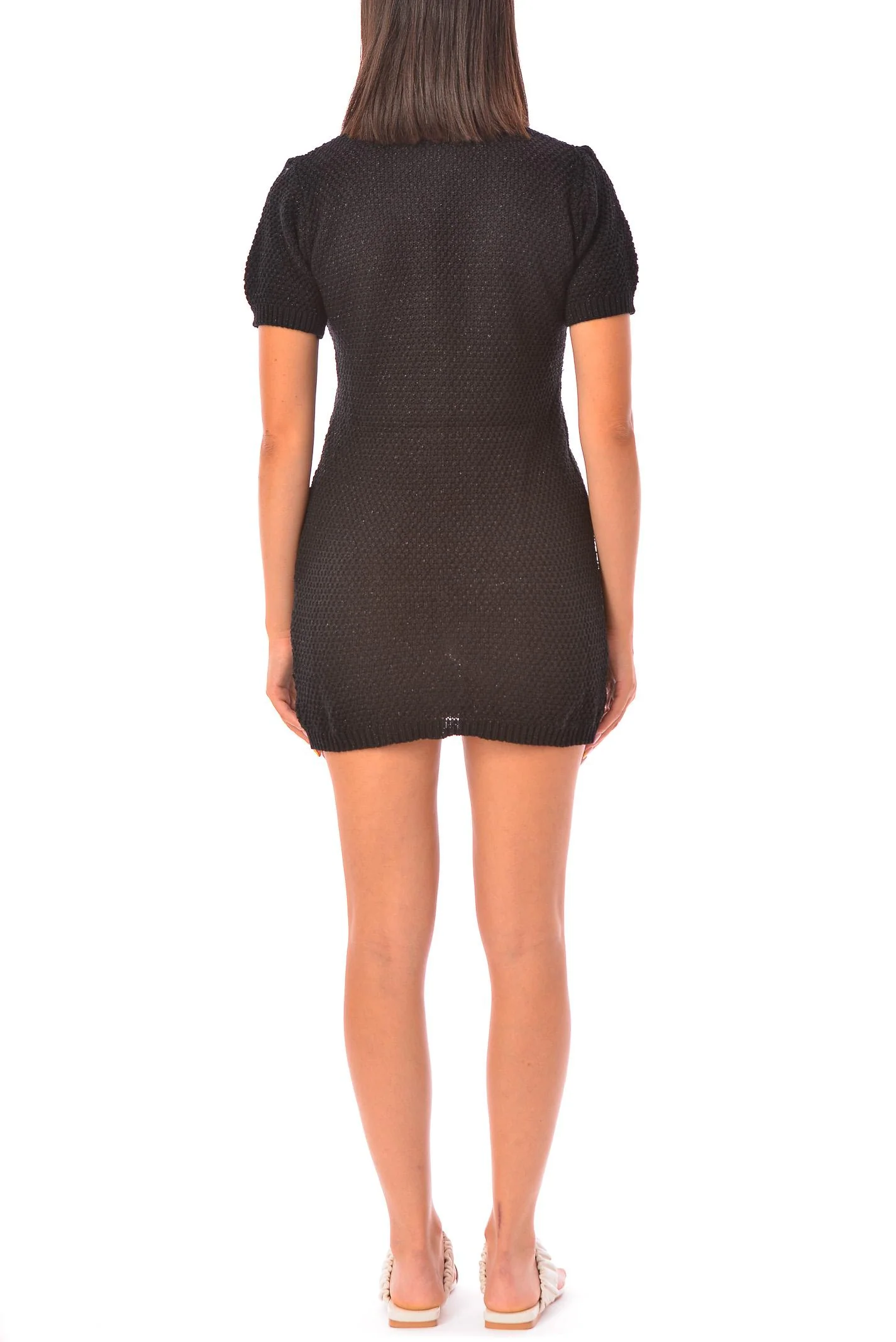 Abito tubino in maglia nero - Image 3