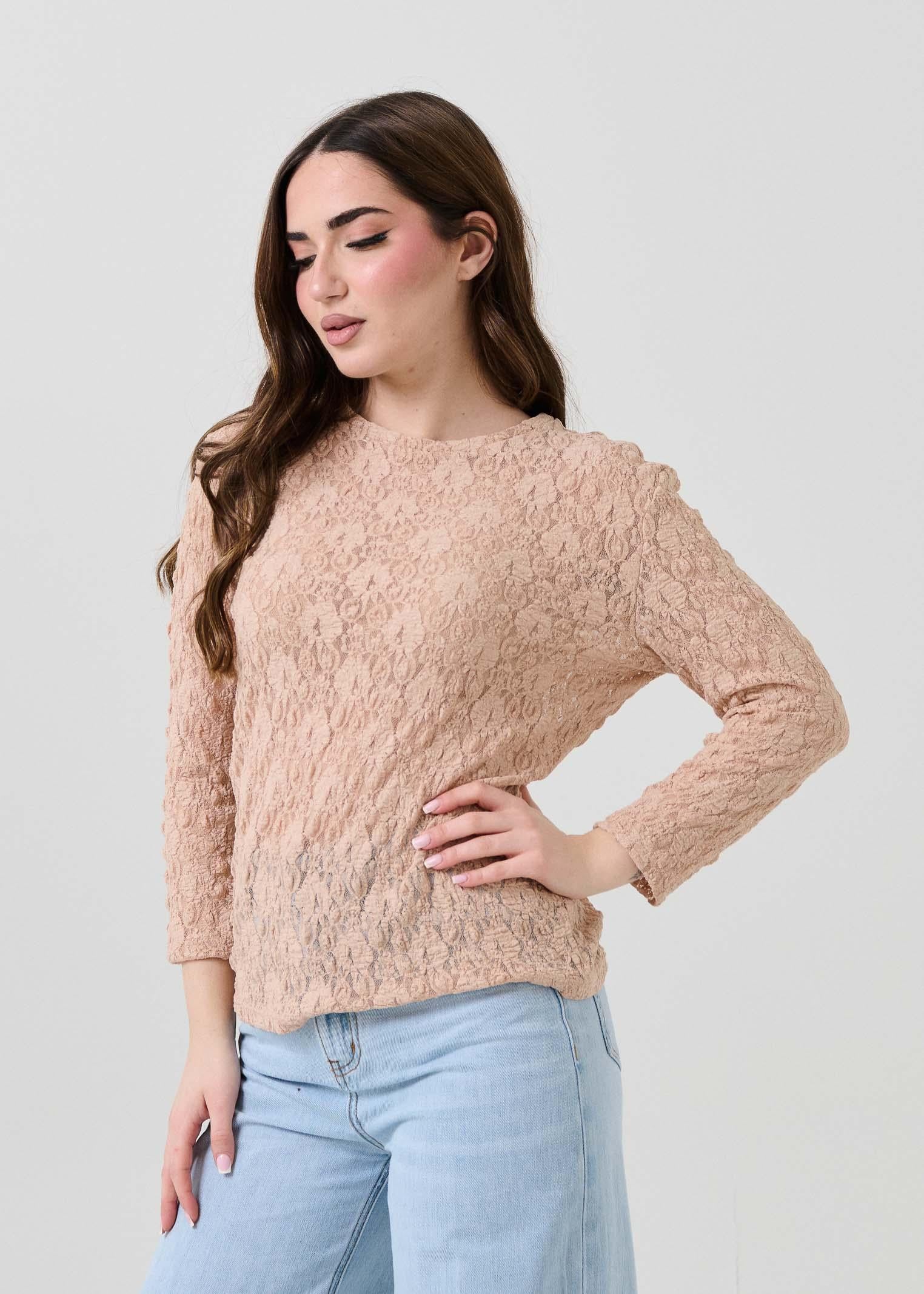 Maglia a 3/4 Armoire nude in pizzo - Image 2