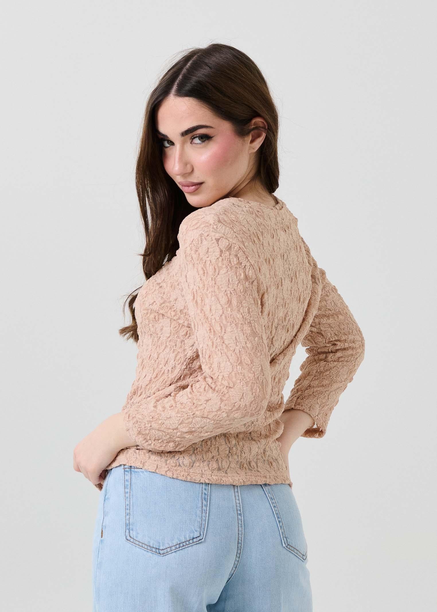 Maglia a 3/4 Armoire nude in pizzo - Image 3