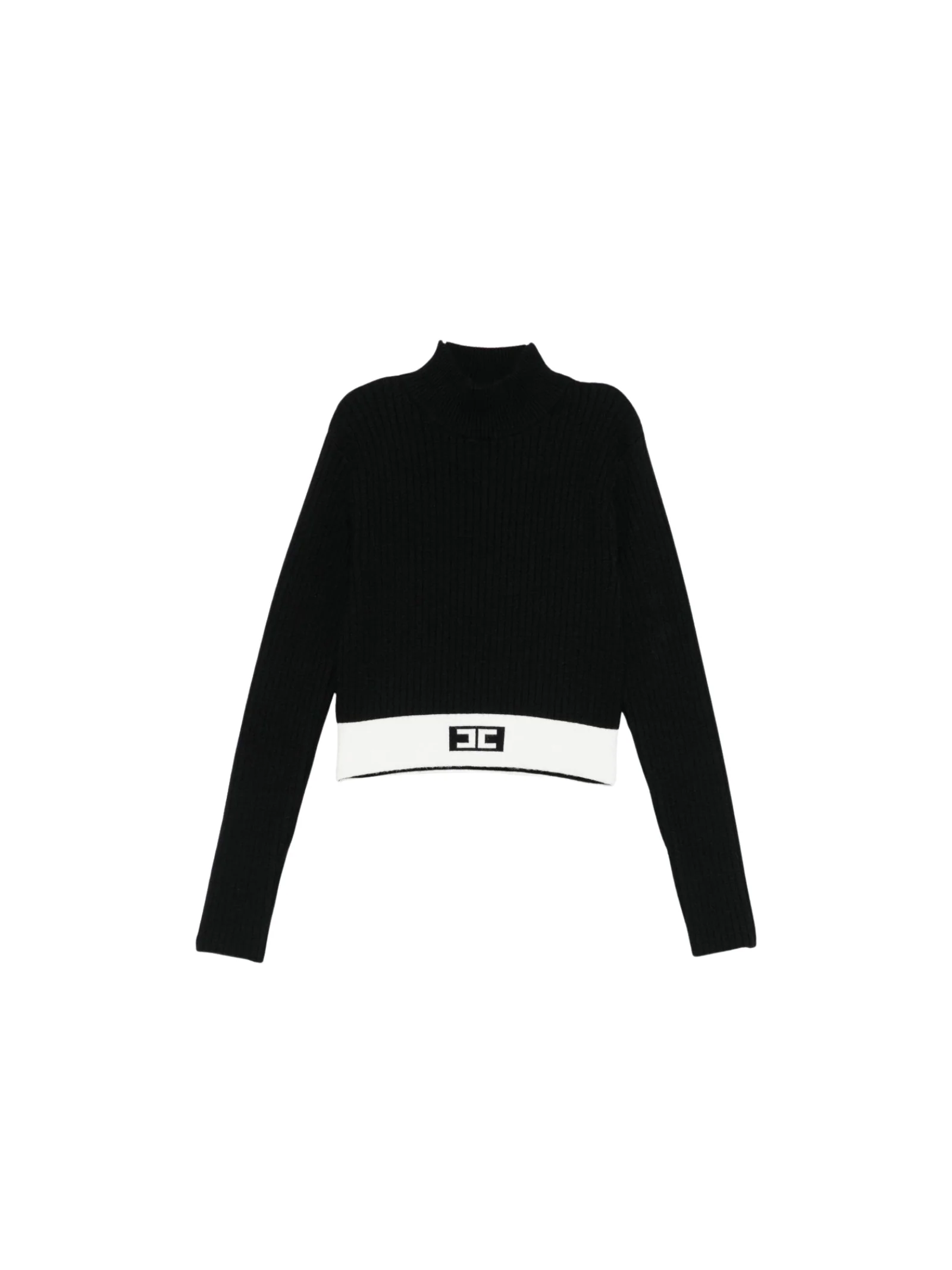 Maglia a collo alto Elisabetta Franchi nera con fondo a contrasto