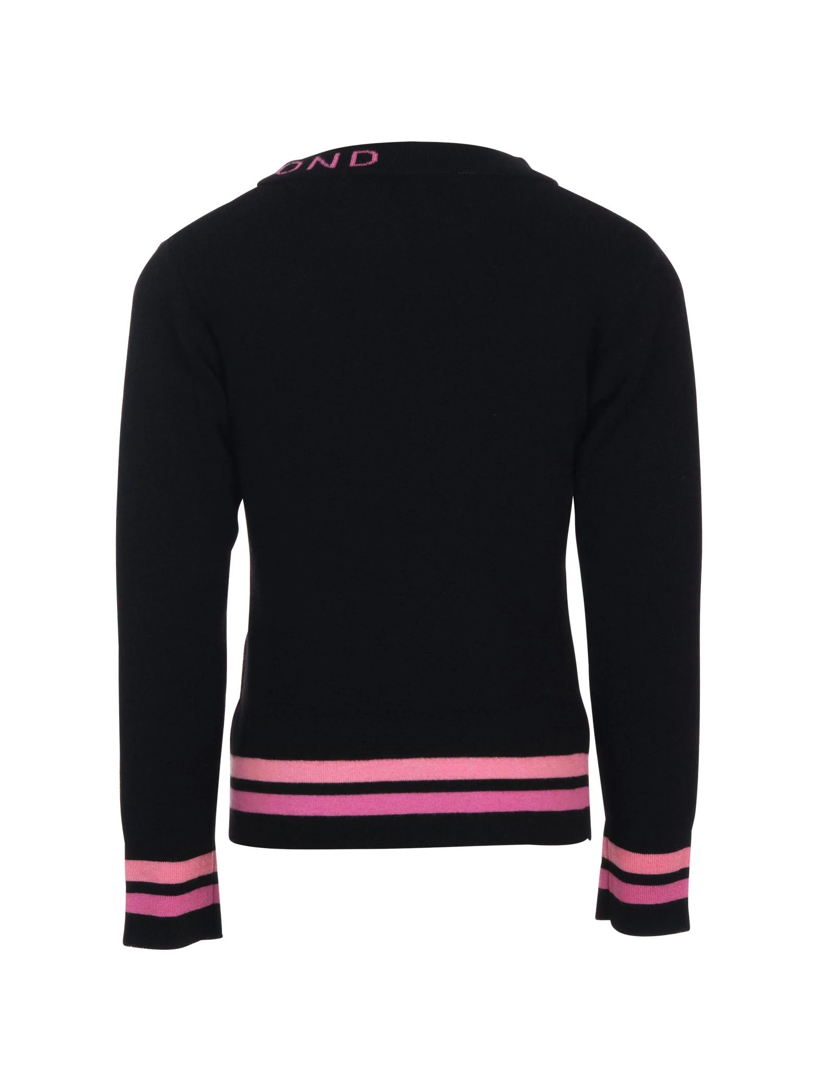 Maglia a costine John Richmond nera con logo fucsia - Image 3