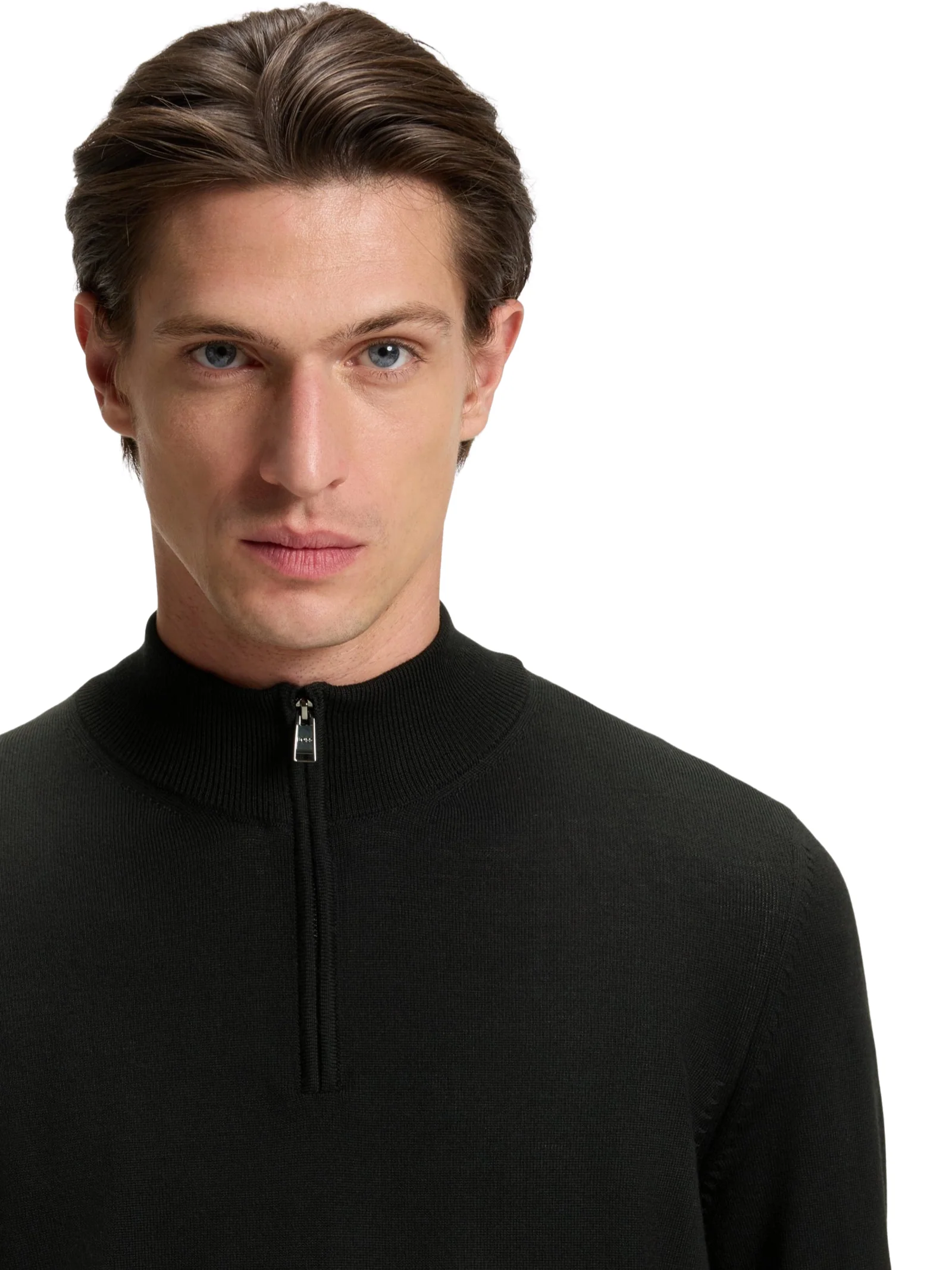 Maglia Boss nera a collo alto con zip - Image 2
