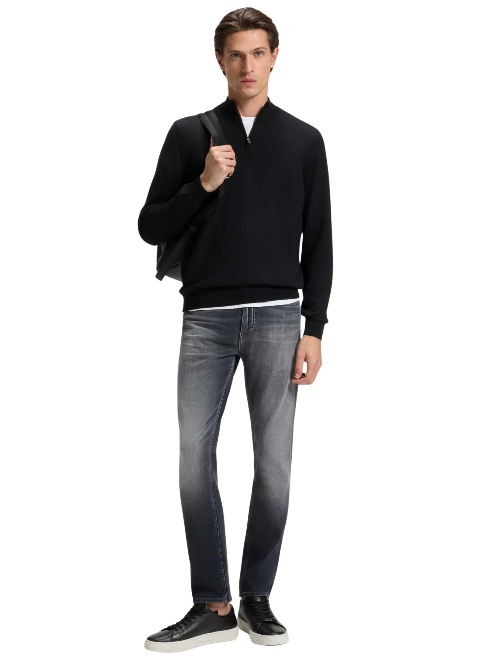 Maglia Boss nera a collo alto con zip - Image 3