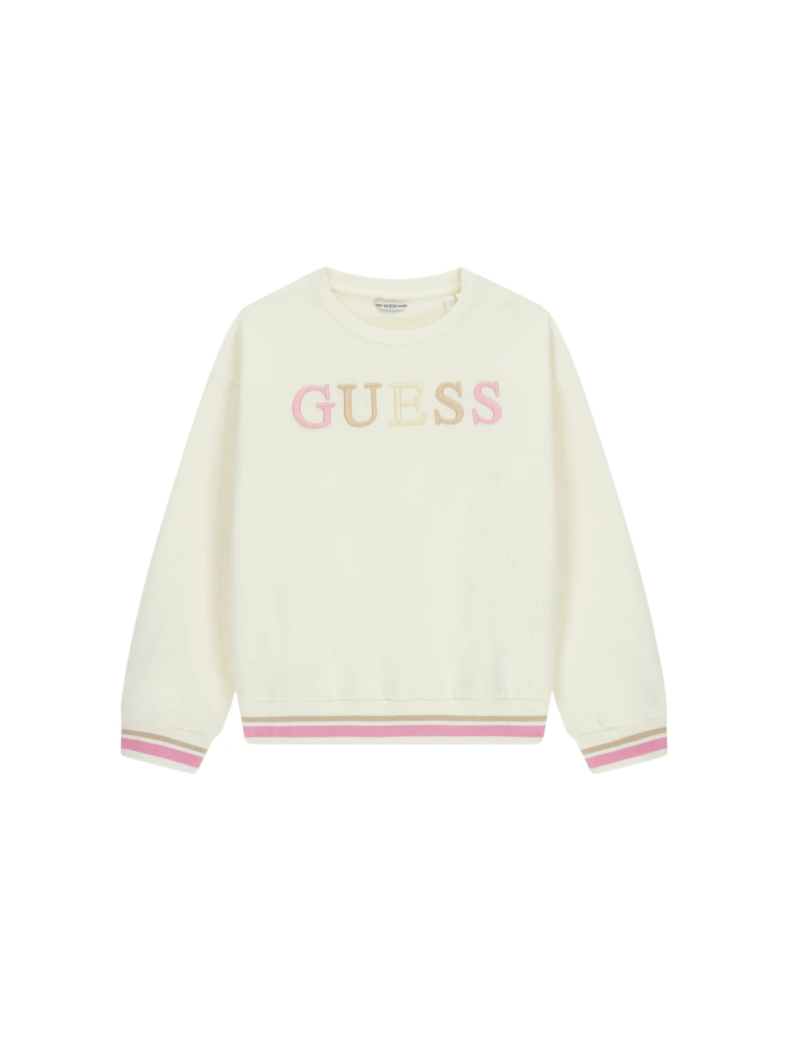 Maglia Guess bianca con inserti rosa