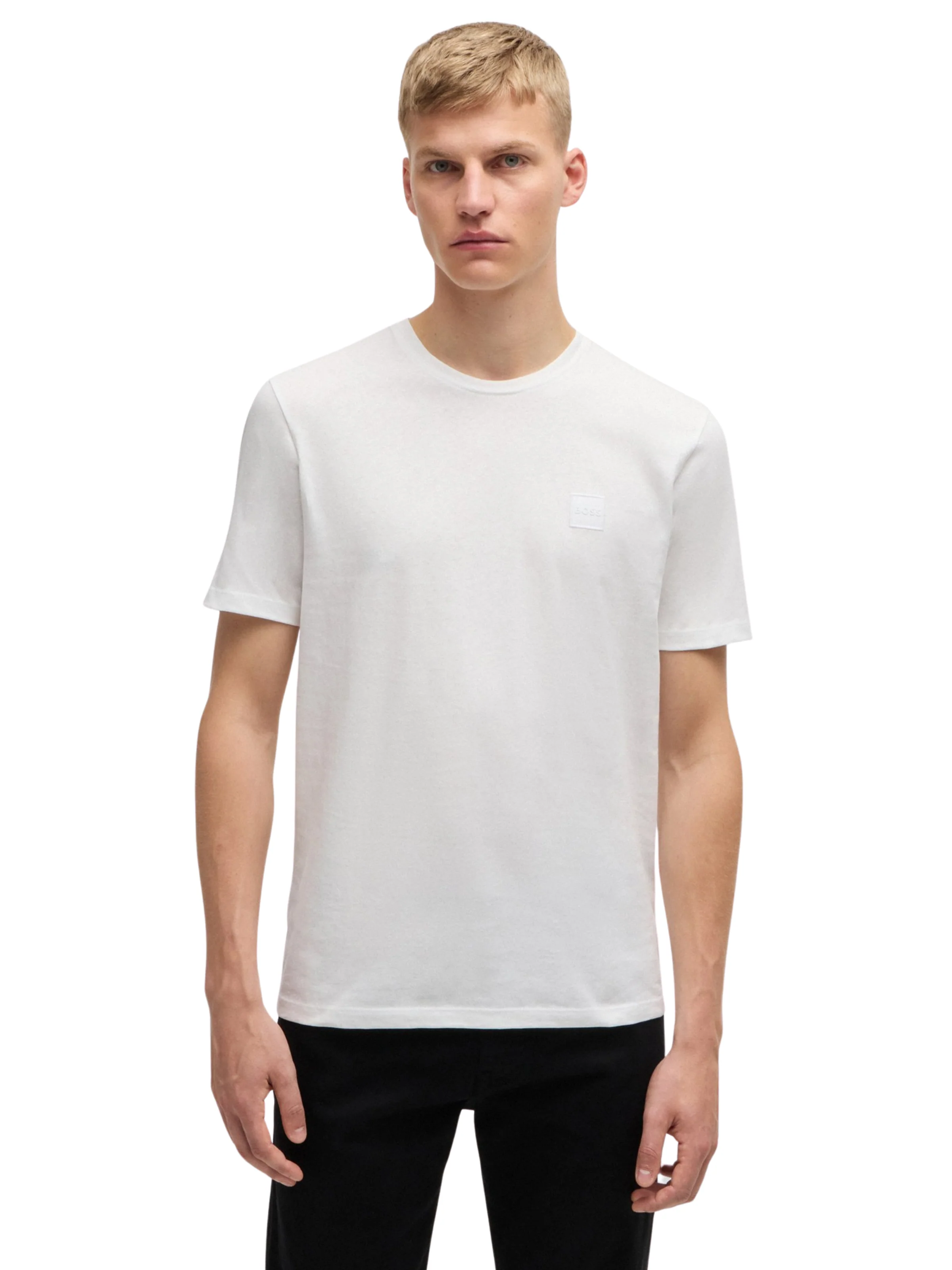 Maglia in jersey Boss bianca con toppa con logo - Image 2