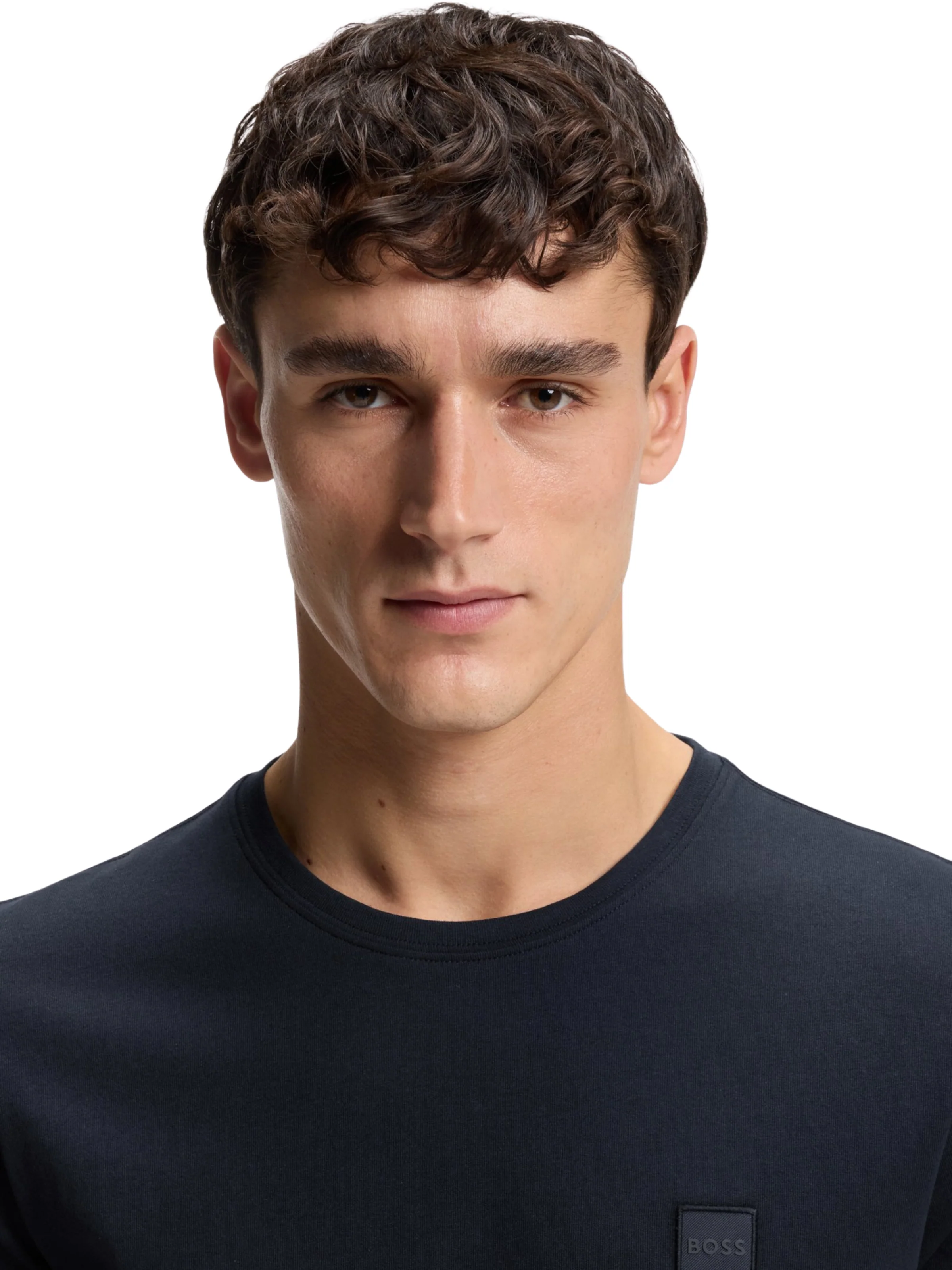 Maglia in jersey Boss blu con toppa con logo - Image 3