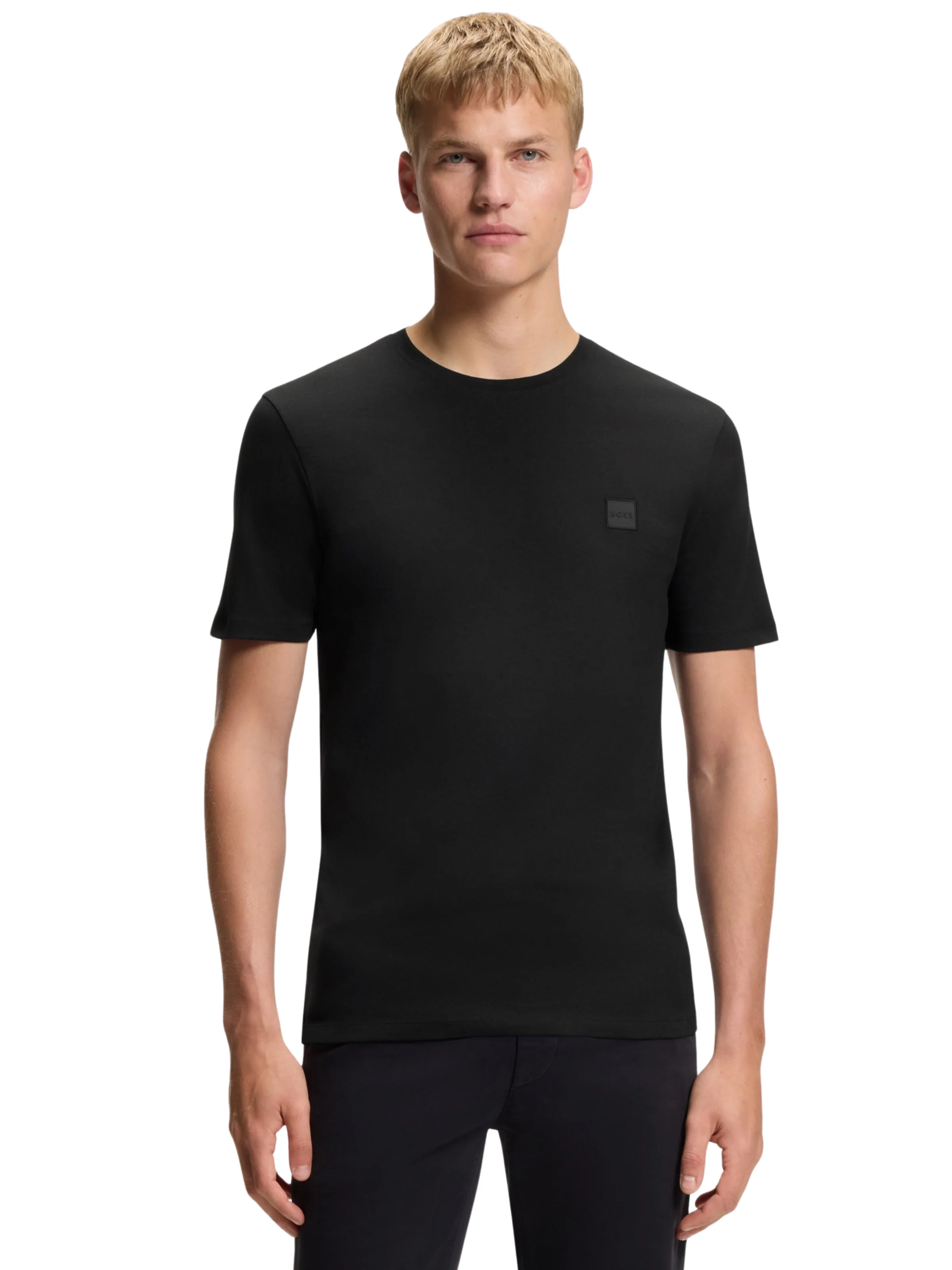 Maglia in jersey Boss nera con toppa con logo - Image 2