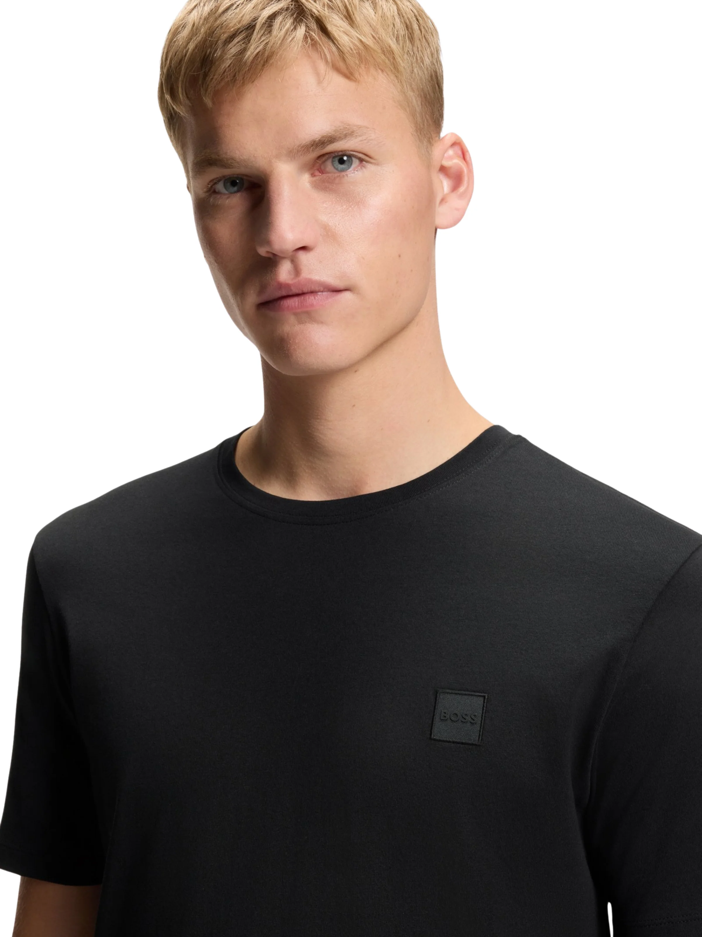 Maglia in jersey Boss nera con toppa con logo - Image 3