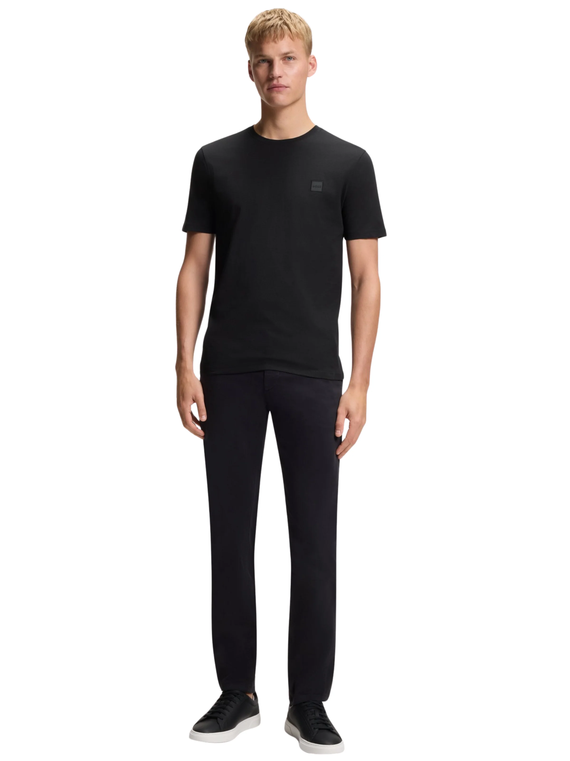 Maglia in jersey Boss nera con toppa con logo - Image 4