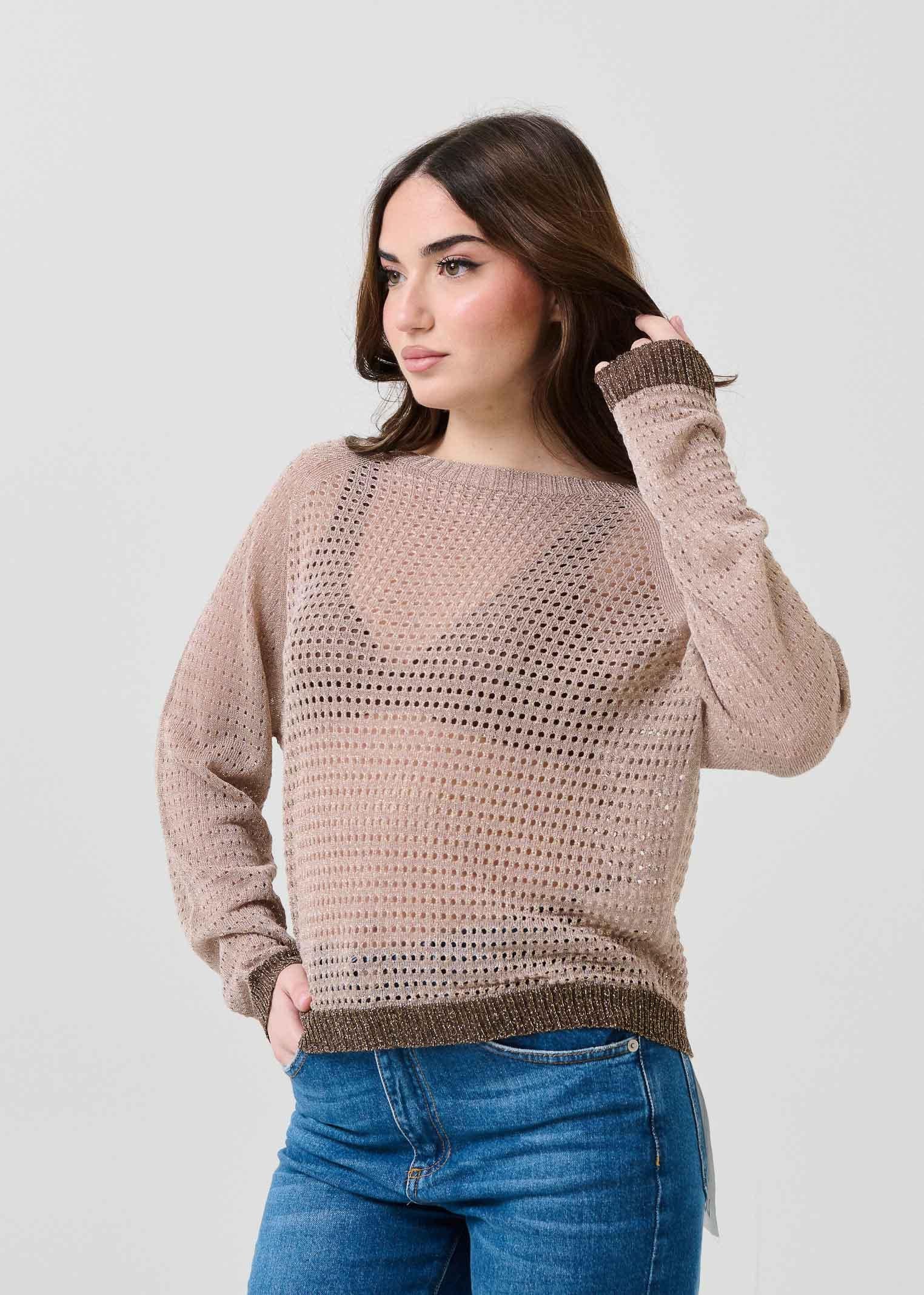 Maglia traforata Armoire fango in filo lurex con scollo a barca - Image 2
